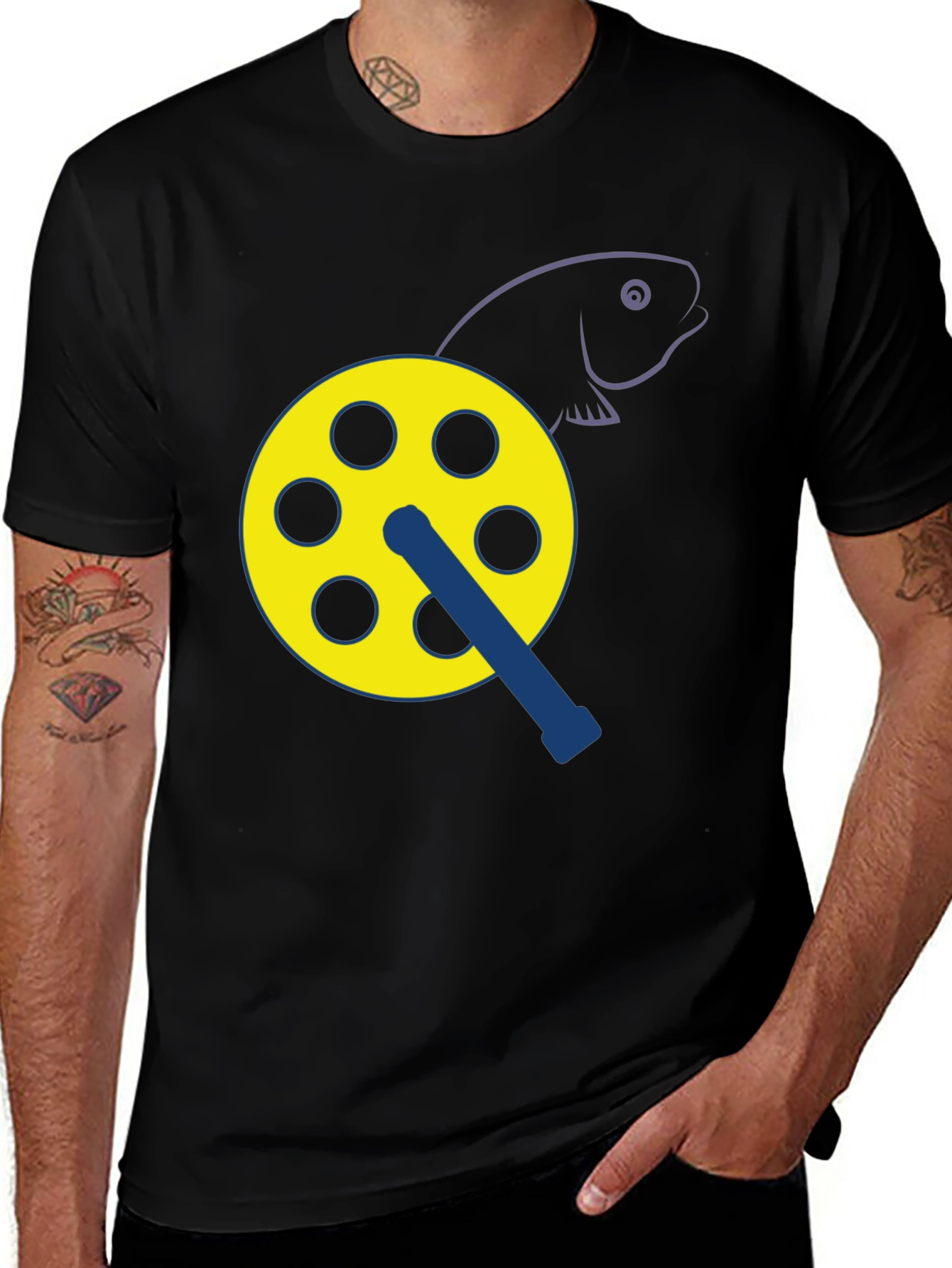 Fishing Reel Graphic Tee - Unique Design, Comfortable Fit