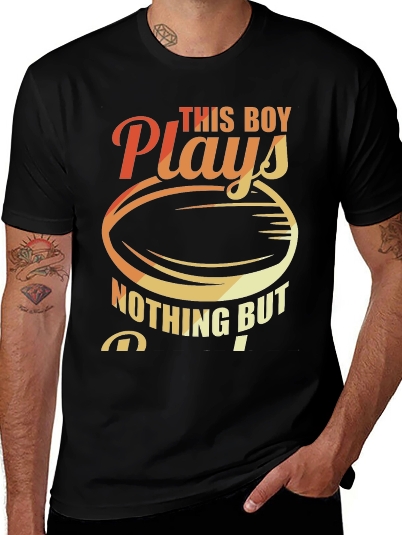 Variant 26 of Rugby Fan T-Shirt - "This Boy Plays Nothing But Rugby"