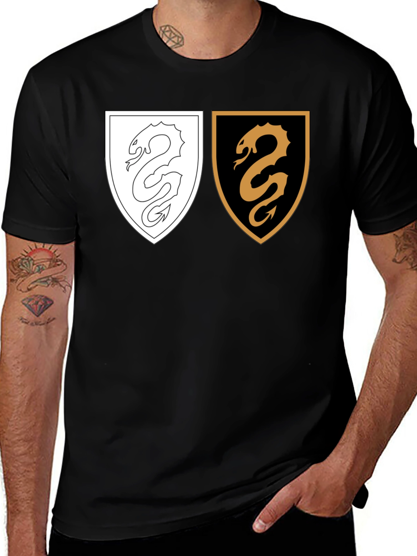 Variant 24 of Snake Crest Graphic Tee - Black Casual Shirt
