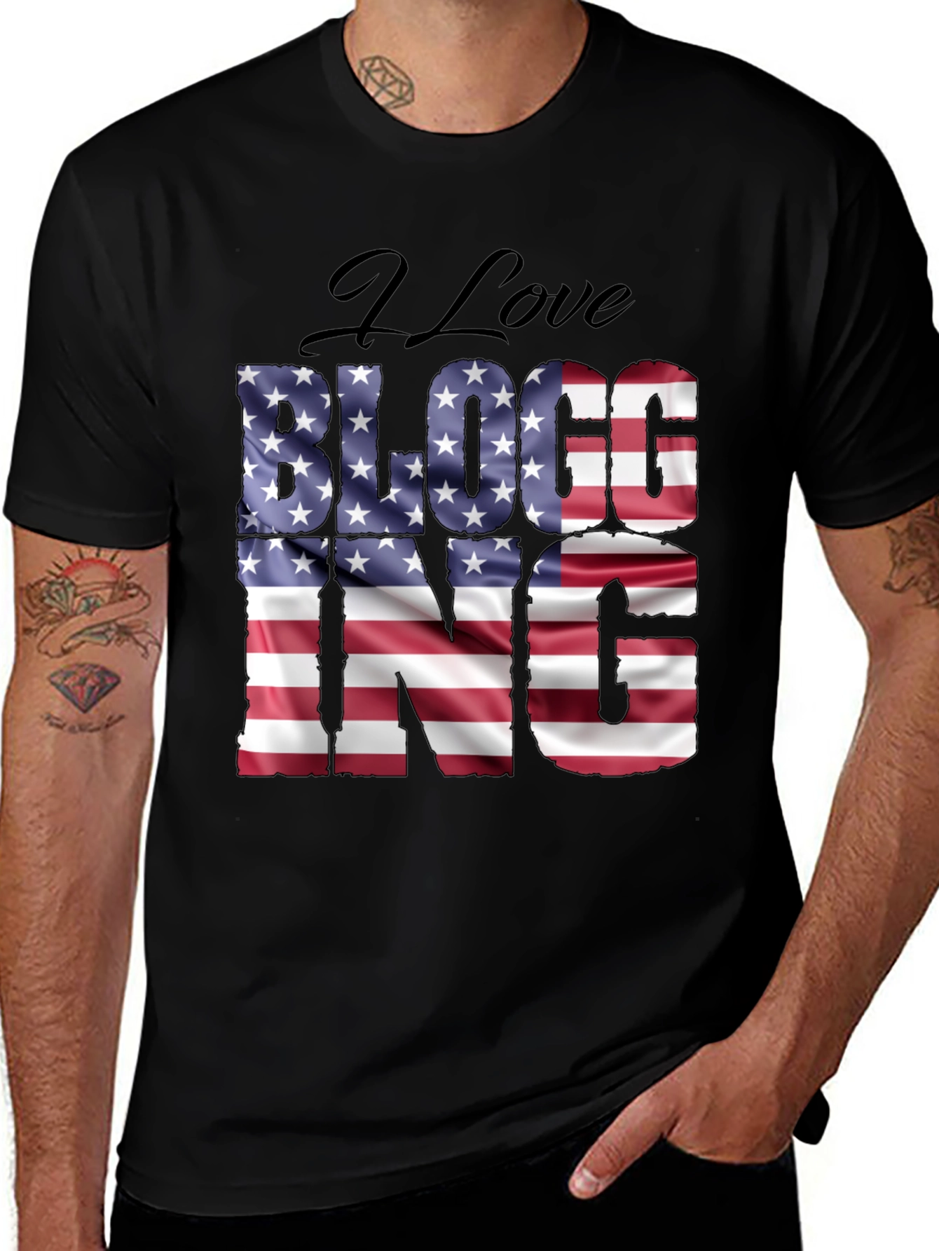 Variant 29 of I Love Blogging USA Flag Graphic T-Shirt