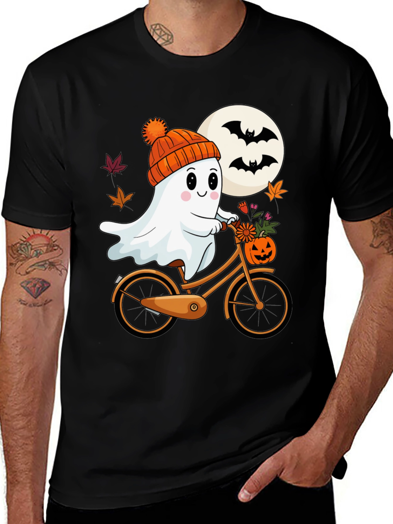 Halloween Ghost on Bike T-Shirt