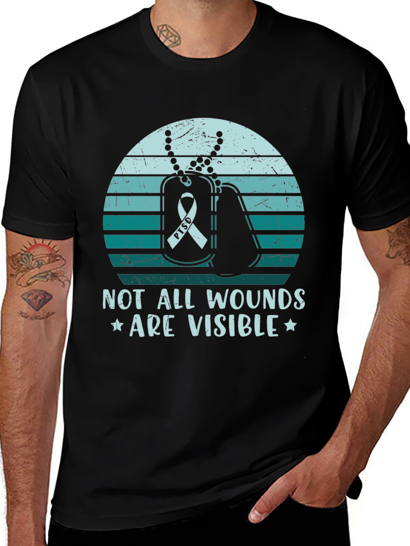 PTSD Awareness Graphic Tee - Not All Wounds Visible