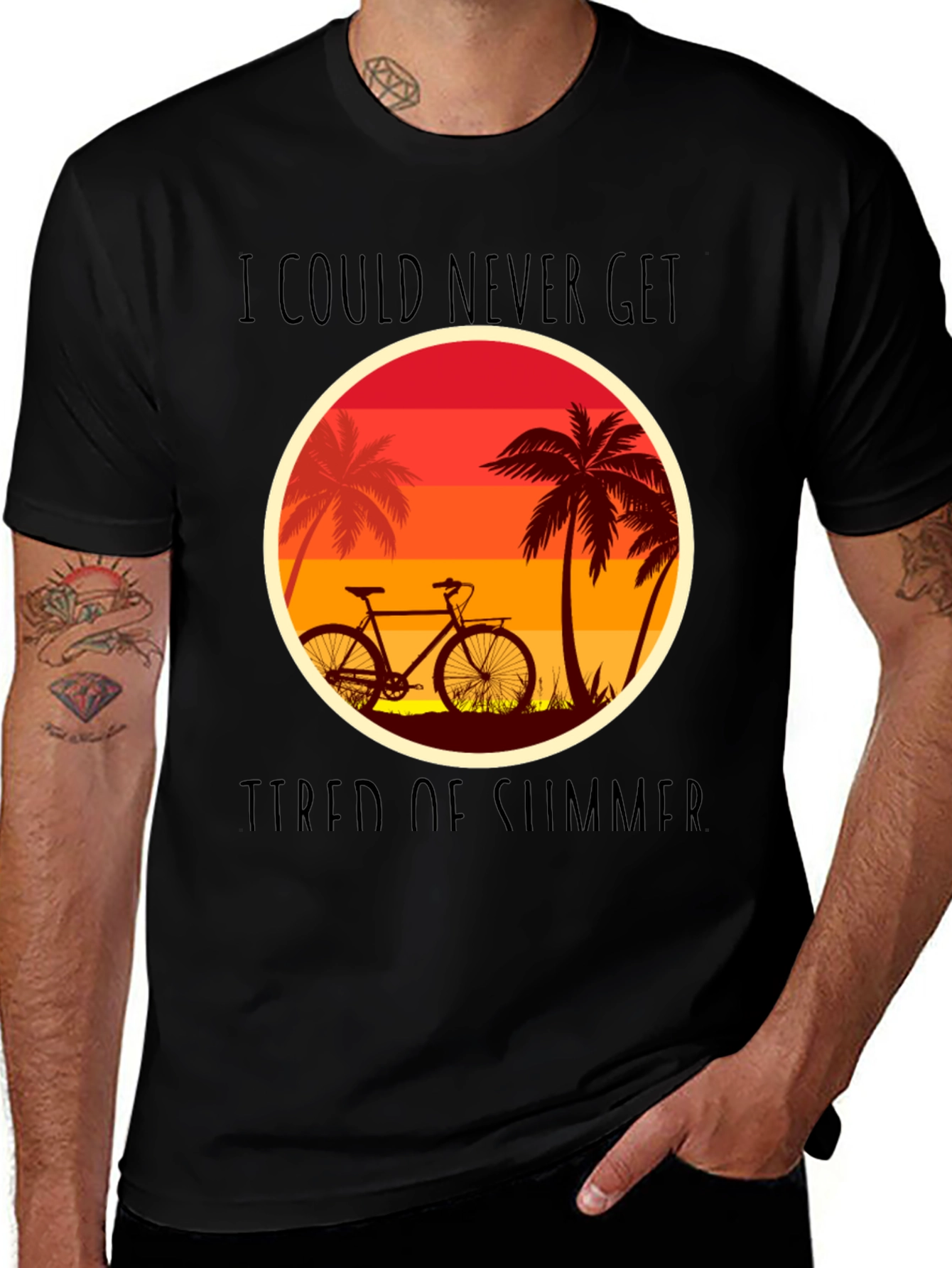 Variant 16 of Summer Vibes Graphic Tee - Cycle at Sunset