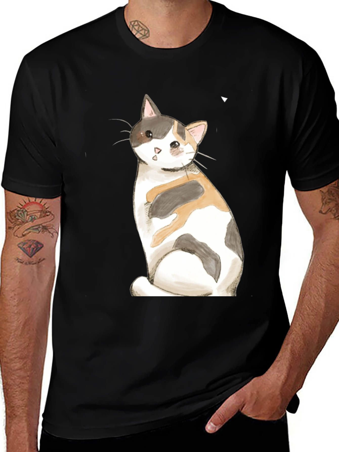 Variant 15 of Calico Cat Graphic Tee - Black