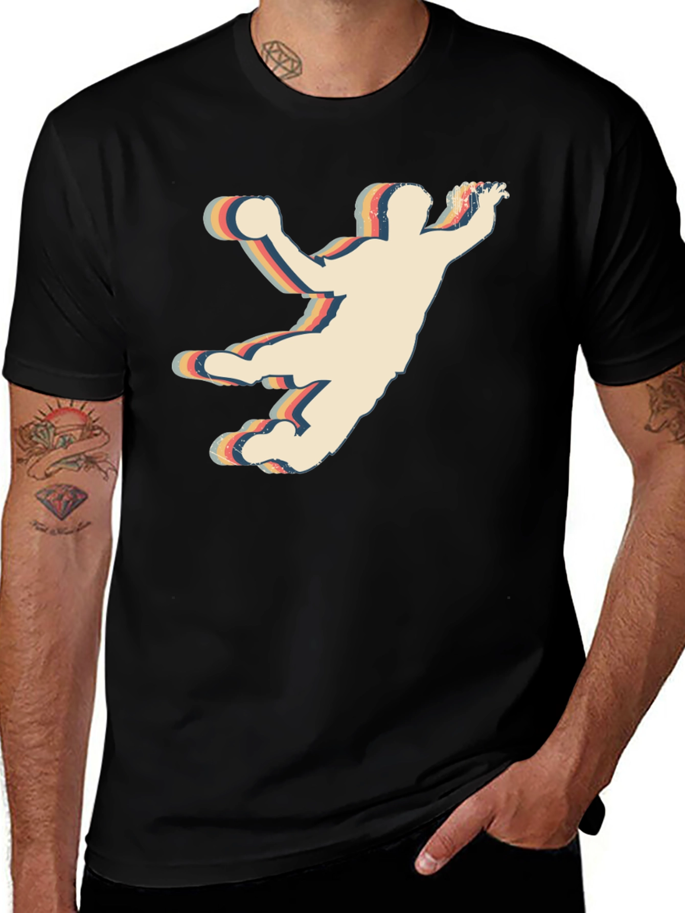 Variant 6 of Retro Handball Player Graphic T-Shirt
