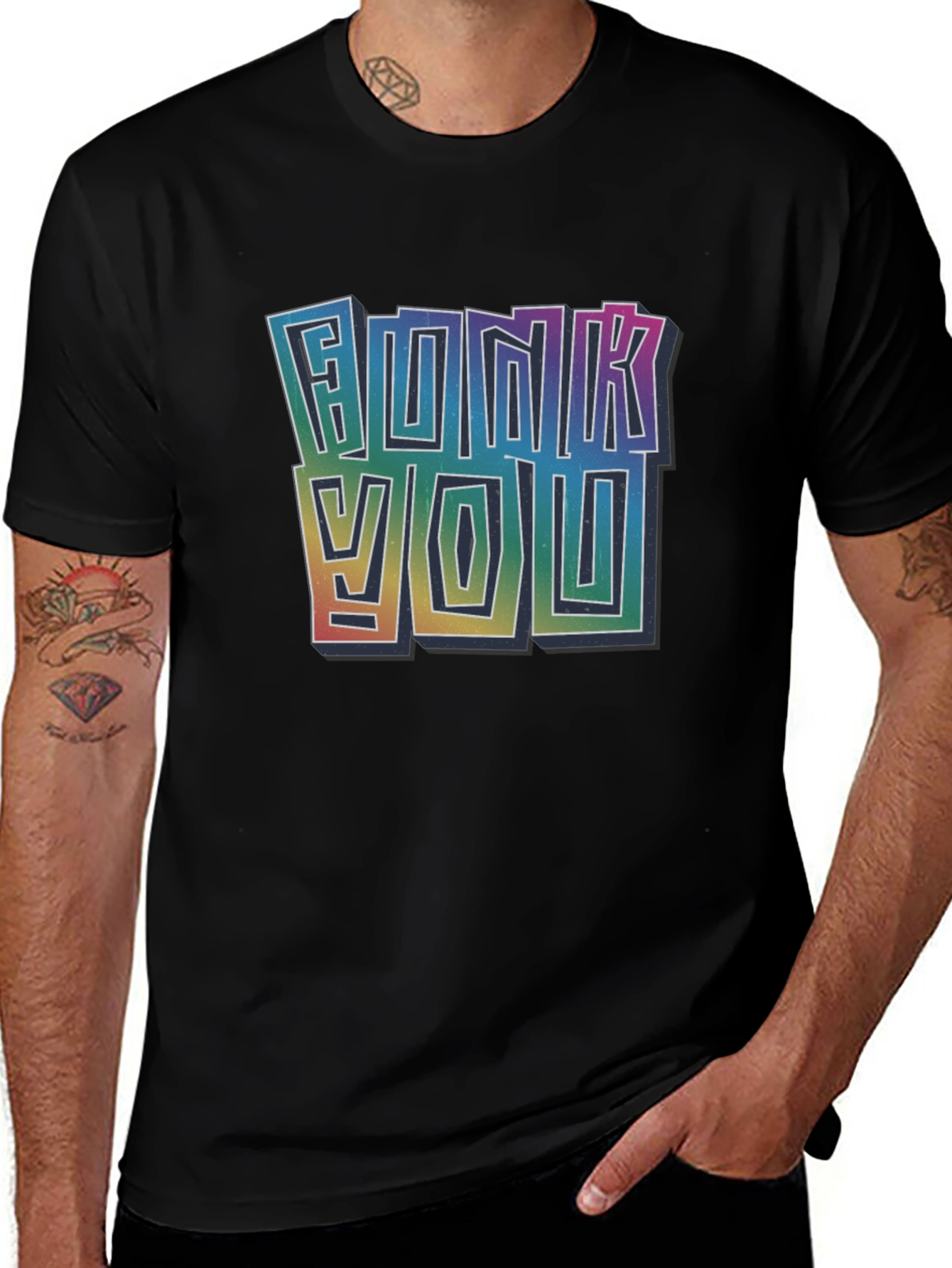 Variant 21 of Funky You Graphic Tee - Vibrant Rainbow Print