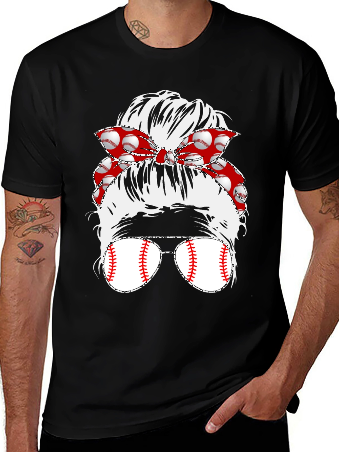Variant 15 of Baseball Messy Bun T-Shirt