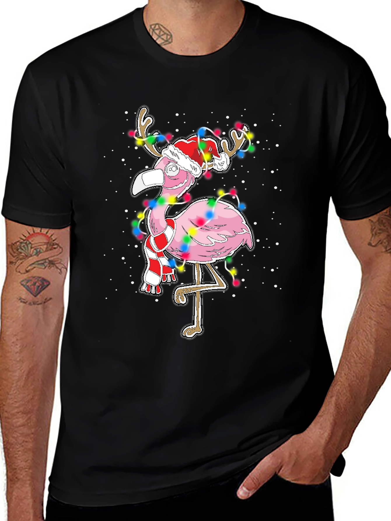 Variant 11 of Festive Flamingo Christmas T-Shirt