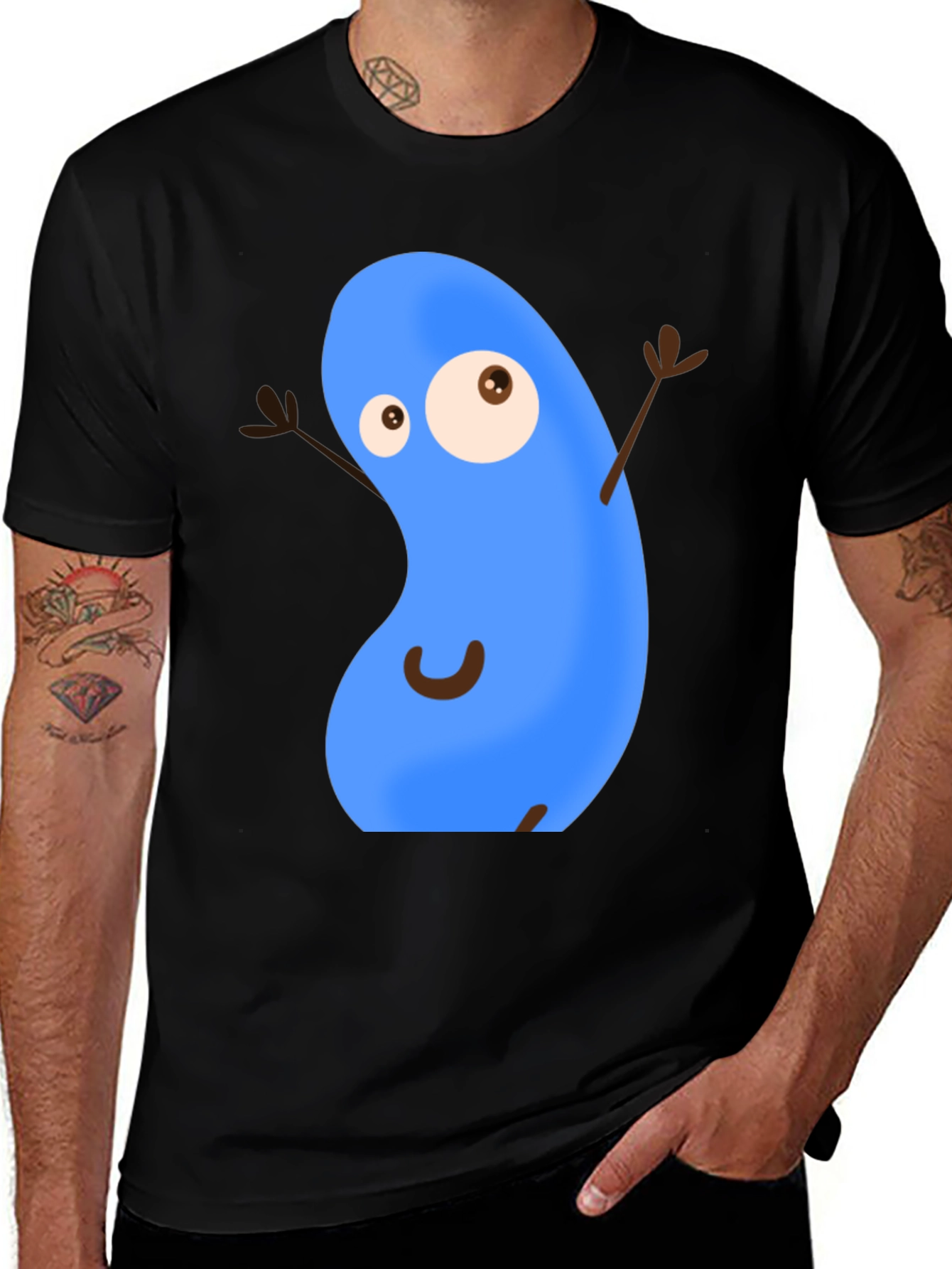 Variant 7 of Funny Blue Bean Cartoon Graphic T-Shirt
