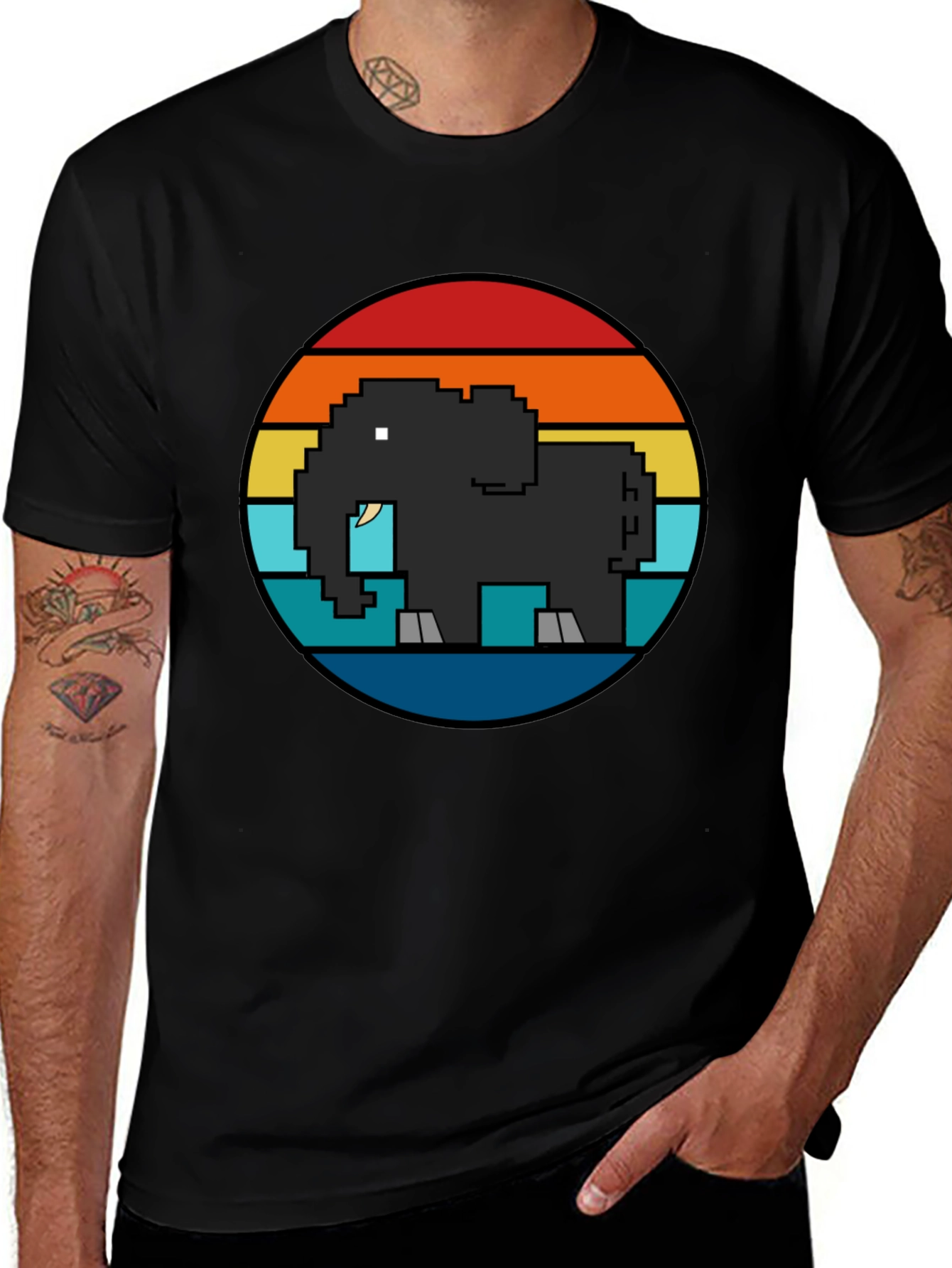 Variant 18 of Pixel Elephant Sunset T-Shirt