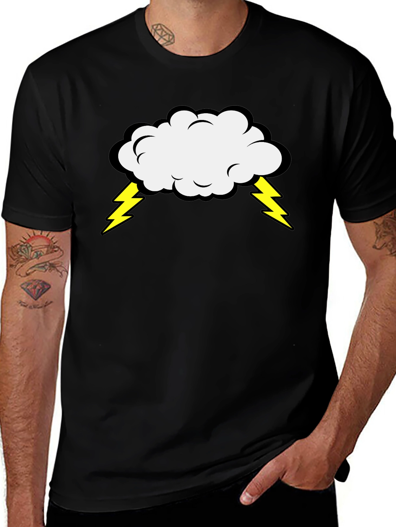 Variant 15 of Storm Cloud Graphic Tee - Black Cotton T-Shirt