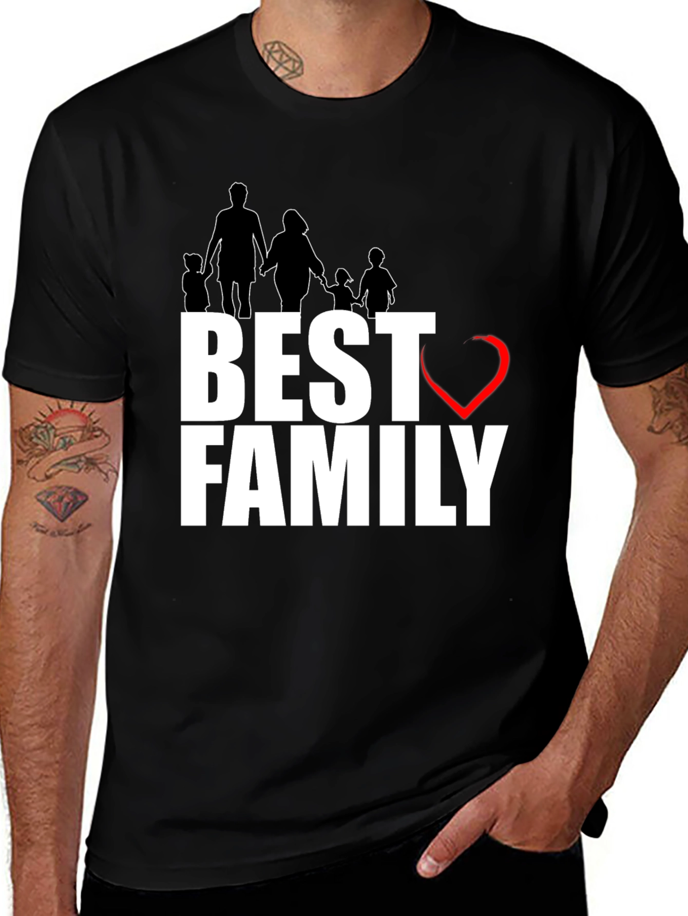 Variant 11 of Best Family T-Shirt - Love Design Black Cotton Tee