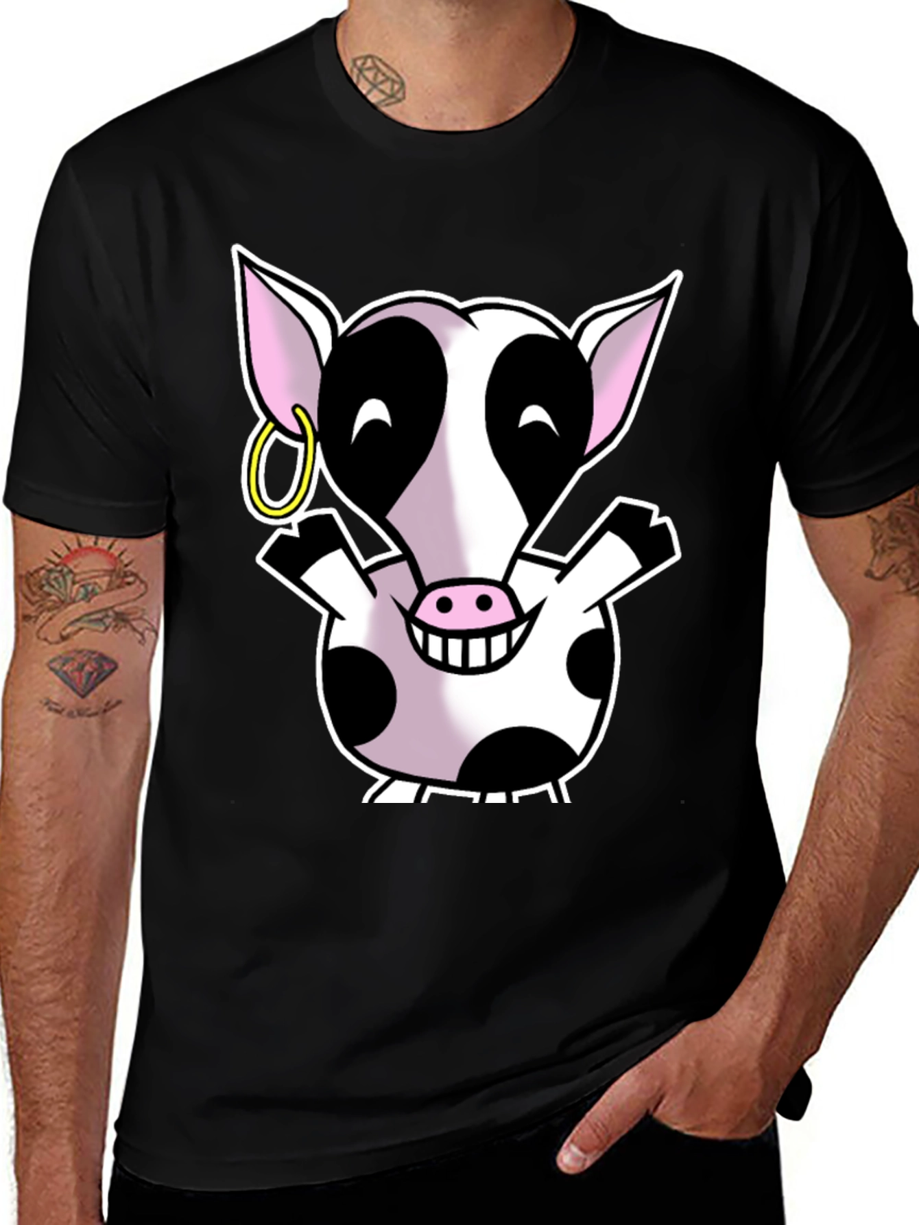Variant 14 of Cute Cartoon Cow Graphic Tee