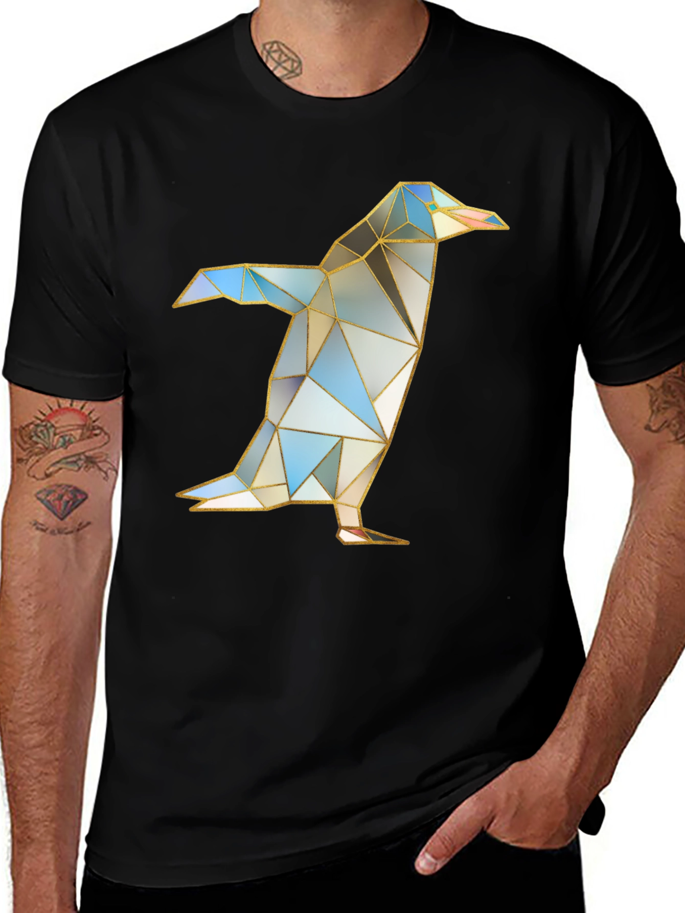 Variant 15 of Geometric Penguin Graphic T-Shirt - Modern Art Design