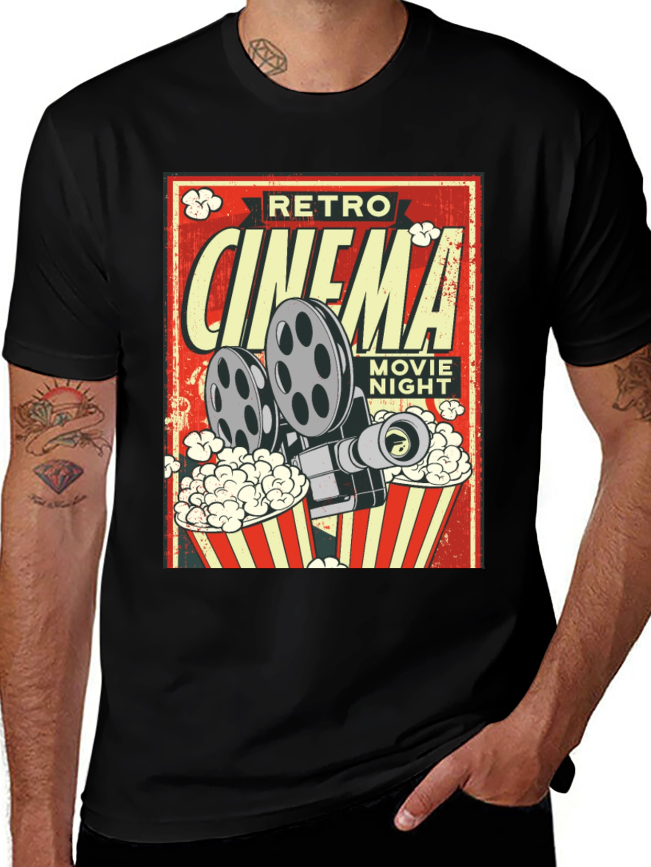 Variant 24 of Retro Cinema Movie Night Black T-Shirt
