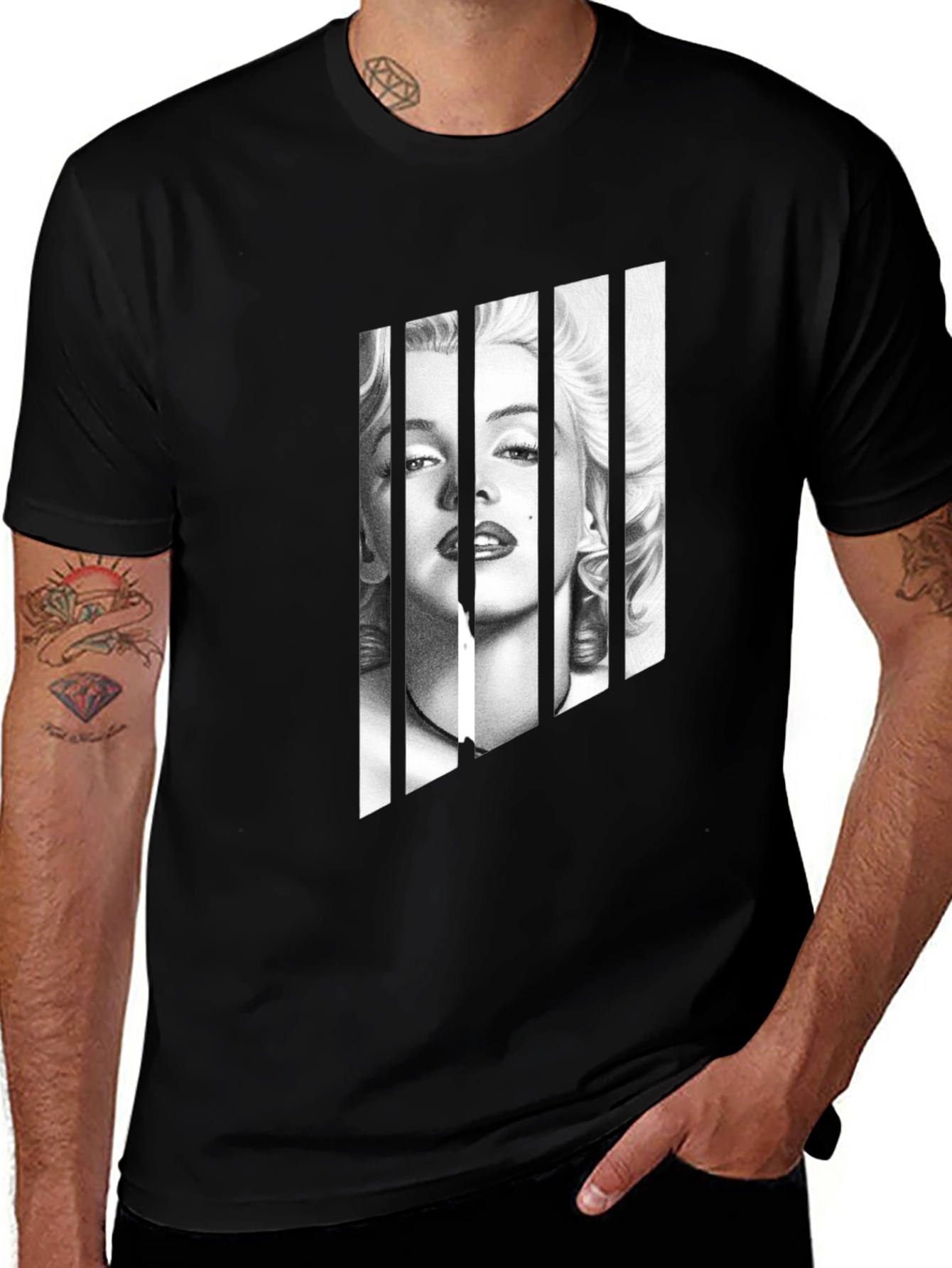 Variant 14 of Marilyn Monroe Portrait Tee - Black Graphic T-Shirt