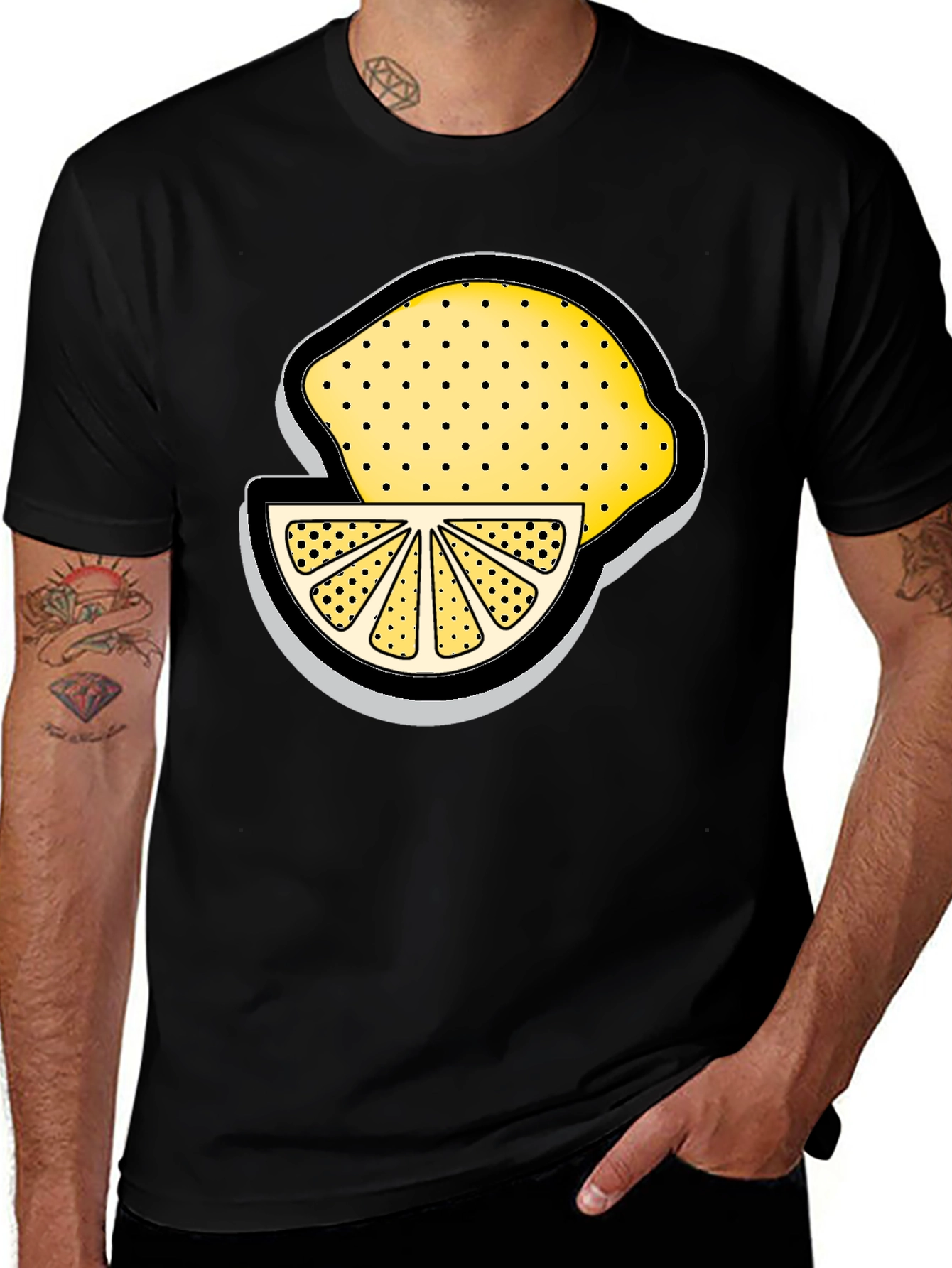 Variant 2 of Lemon Slice Graphic Black T-Shirt - Stylish & Unique