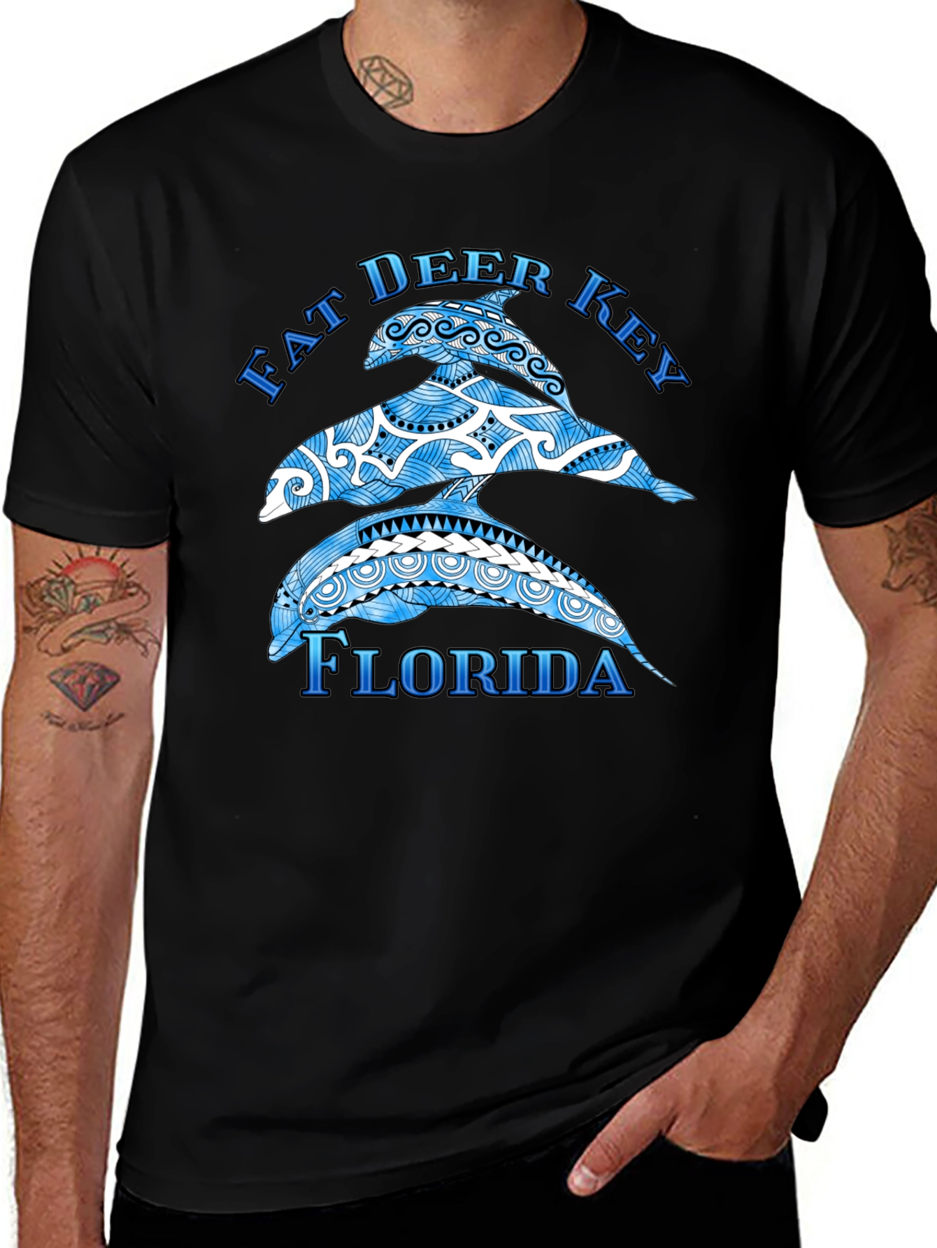 Variant 28 of Fat Deer Key Florida Dolphin Graphic Tee
