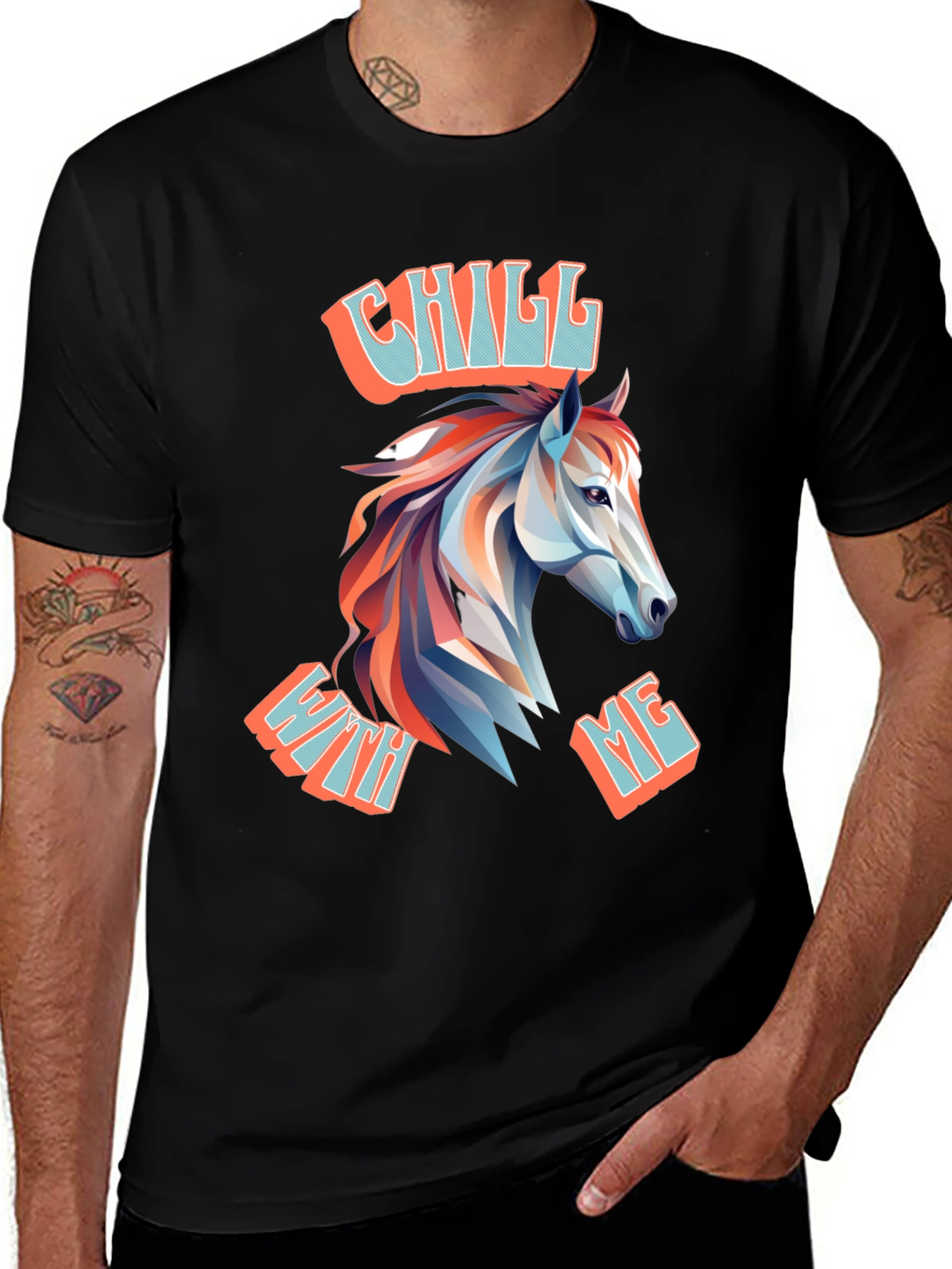 Variant 10 of Chill With Me Horse Graphic T-Shirt
