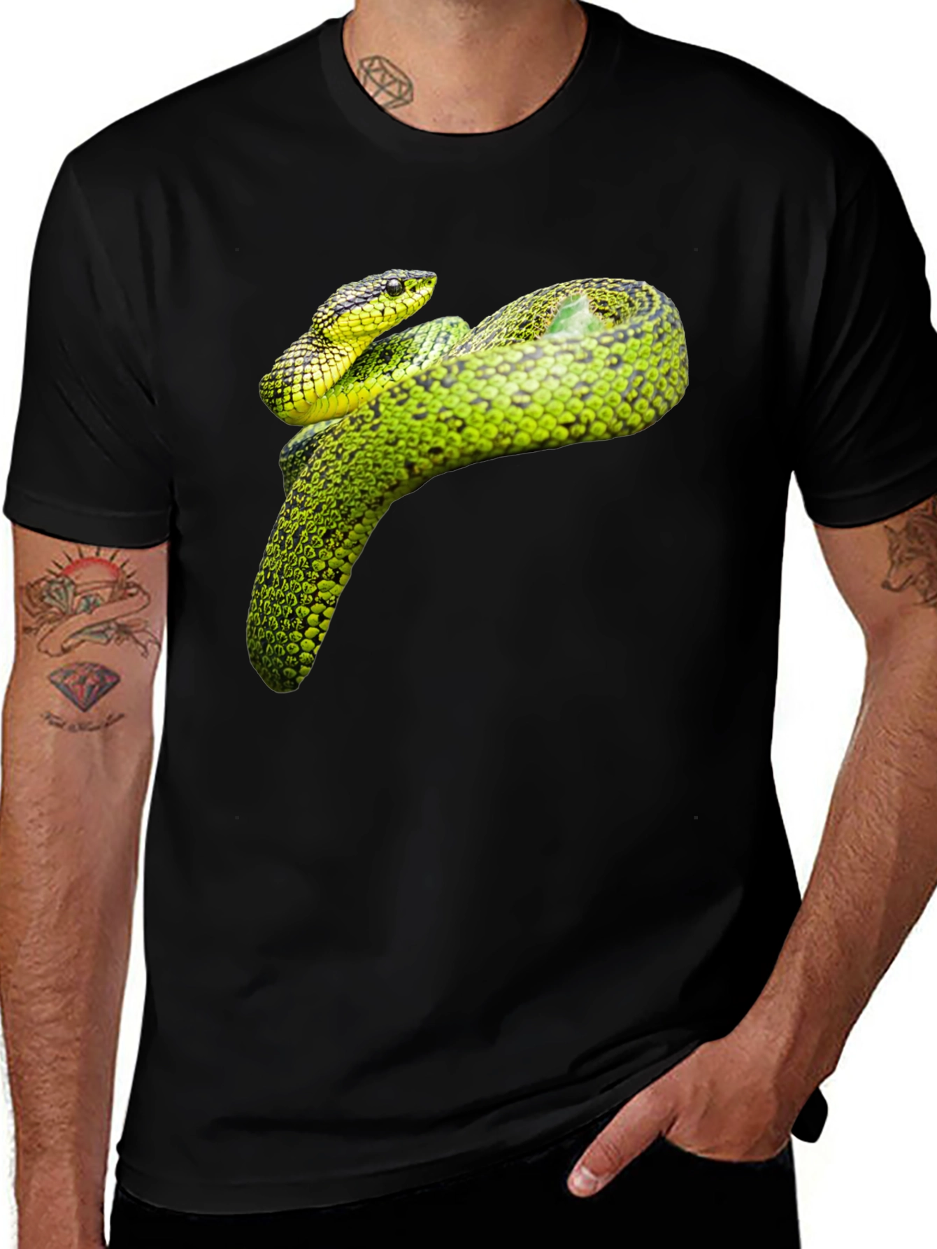 Variant 5 of Snake Graphic Tee - Black Cotton T-Shirt