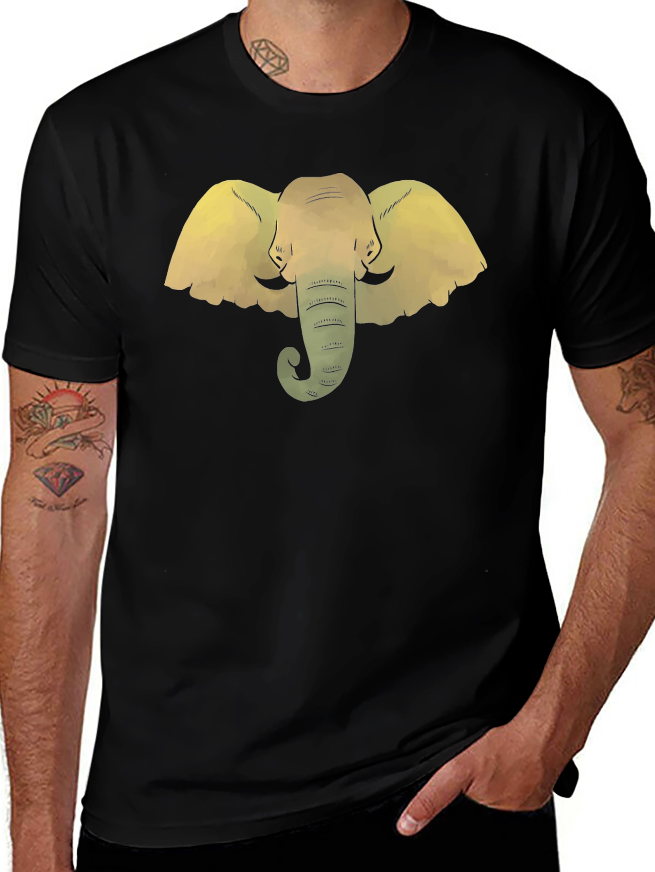Variant 2 of Elephant Graphic Tee - Stylish Black T-Shirt