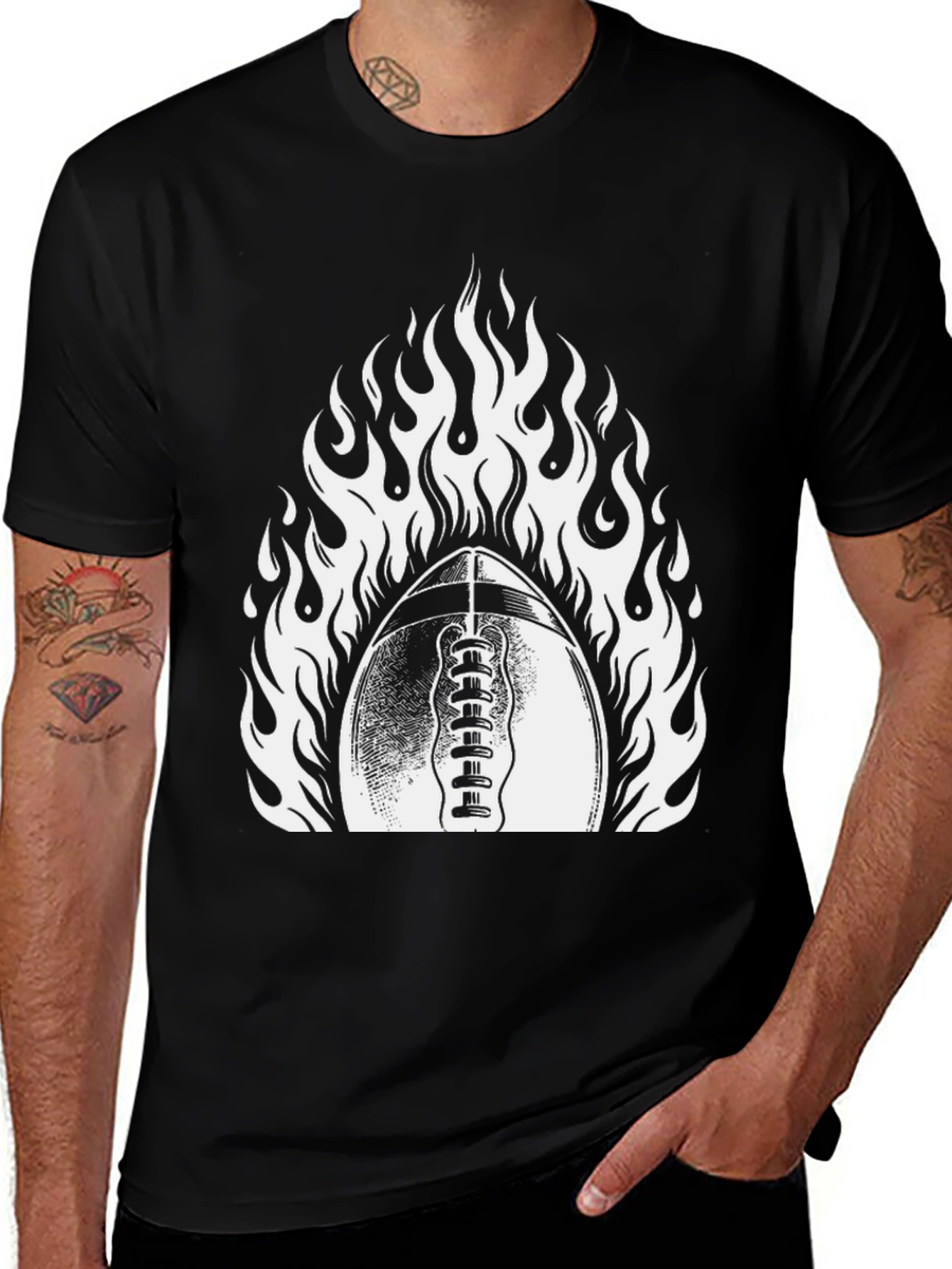 Variant 27 of Fiery Football Graphic Tee - Black