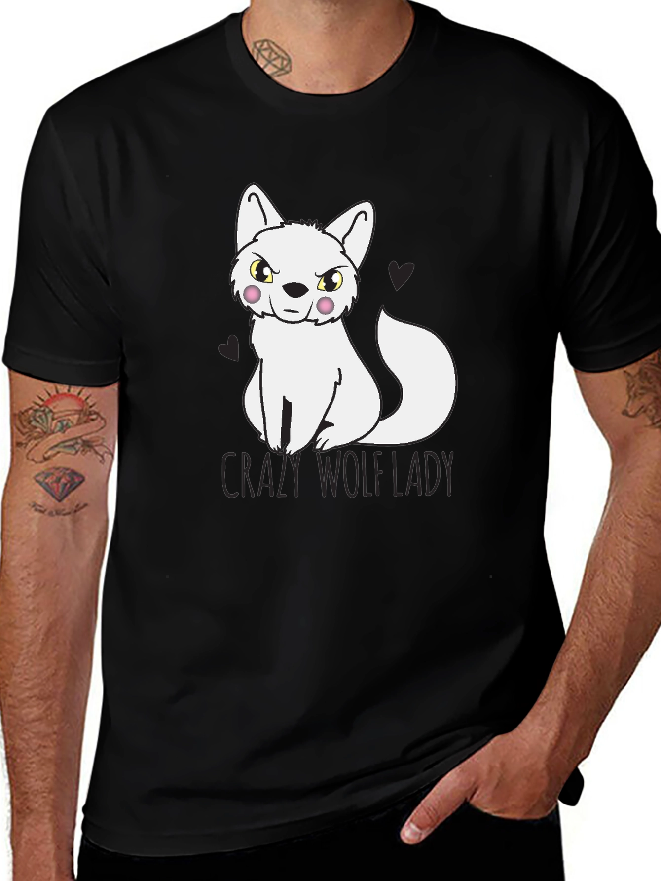 Variant 3 of Crazy Wolf Lady T-Shirt - Novelty Tee