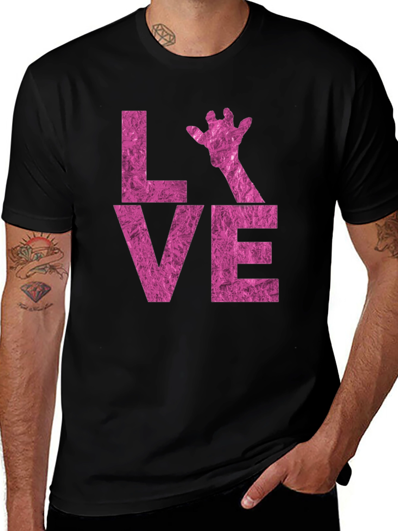 Variant 10 of LOVE Giraffe Graphic Tee - Stylish Black T-Shirt