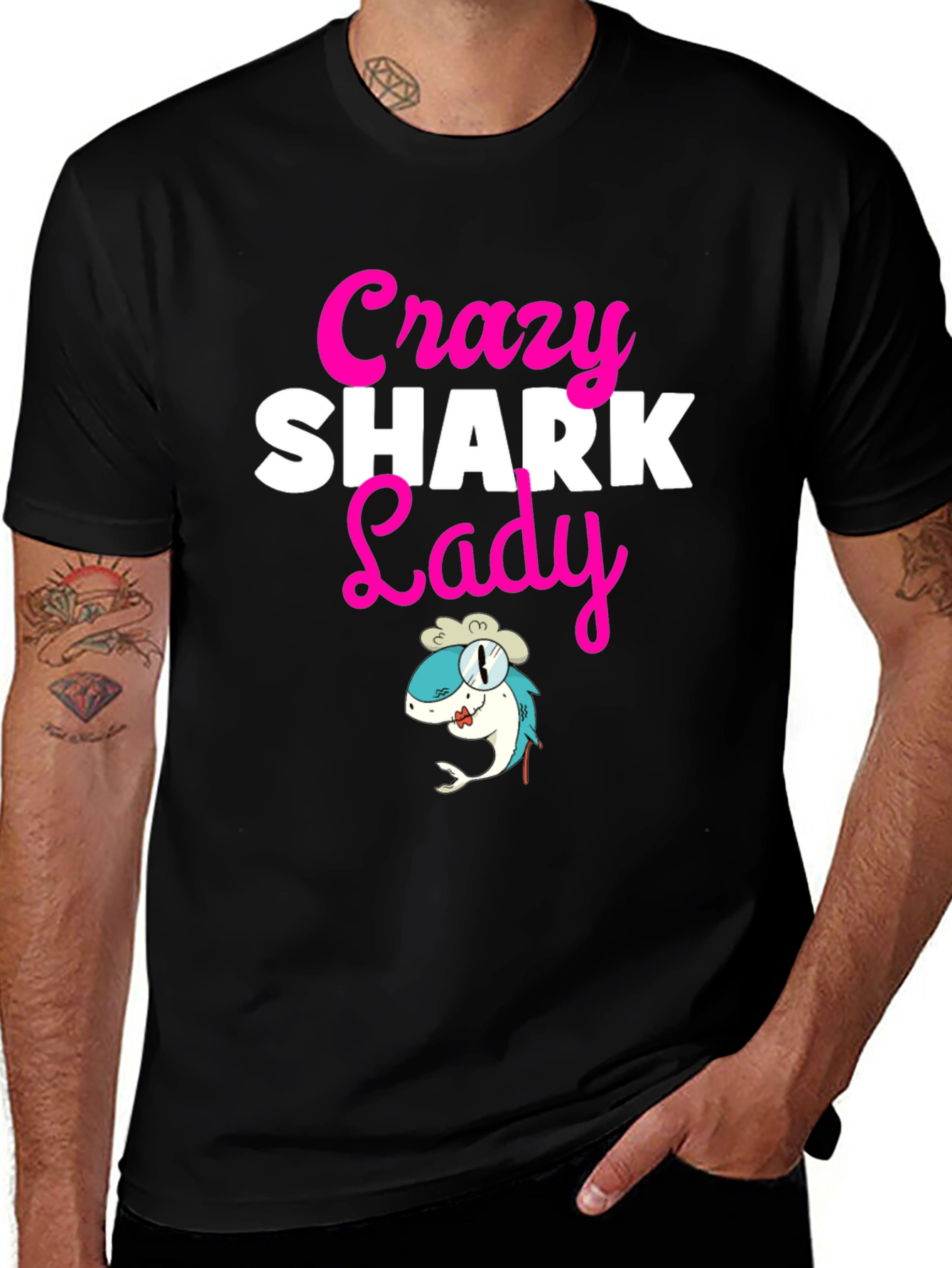 Variant 6 of Crazy Shark Lady Graphic T-Shirt