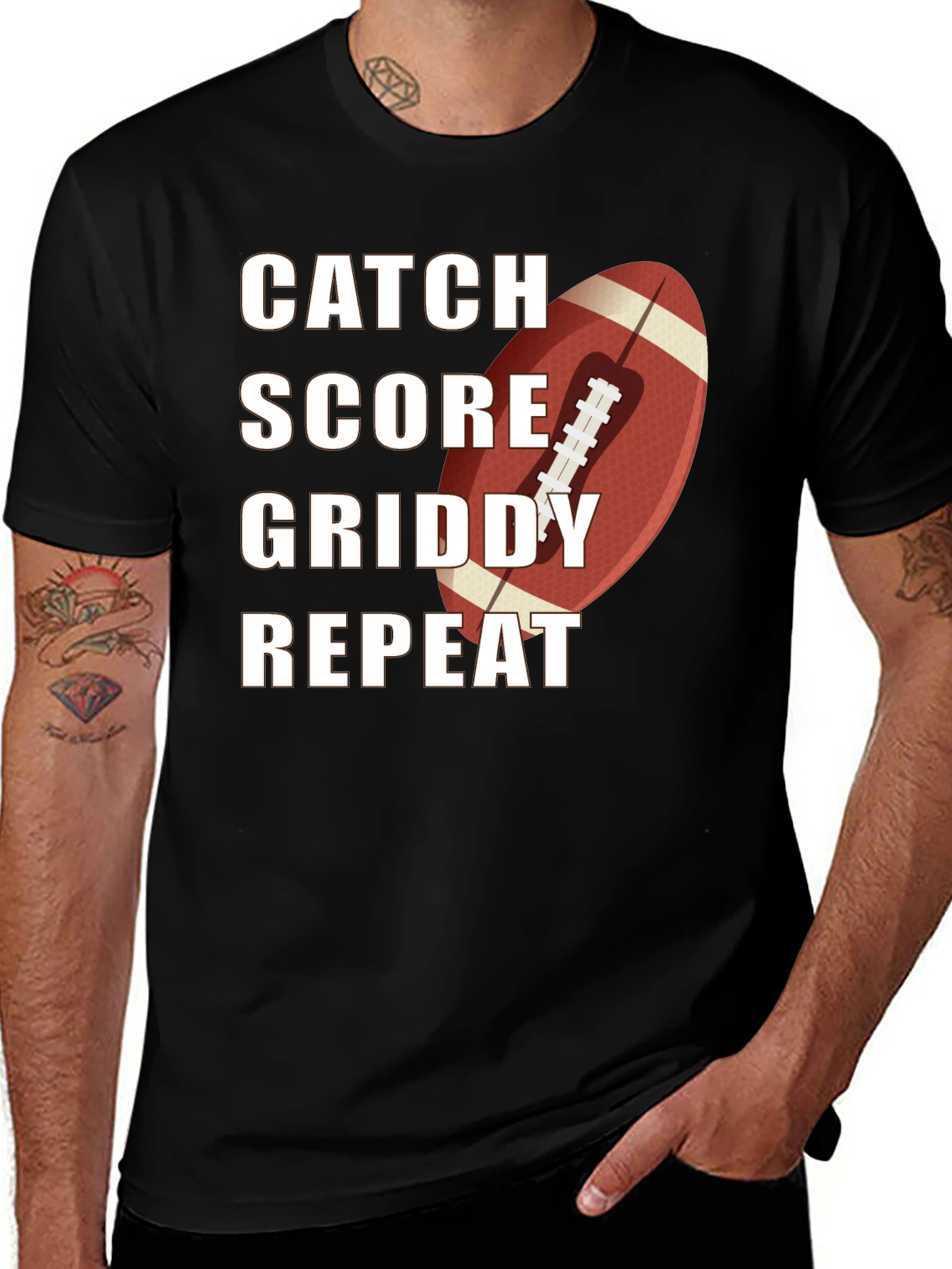 Variant 17 of Catch Score Griddy Repeat Football Graphic Tee