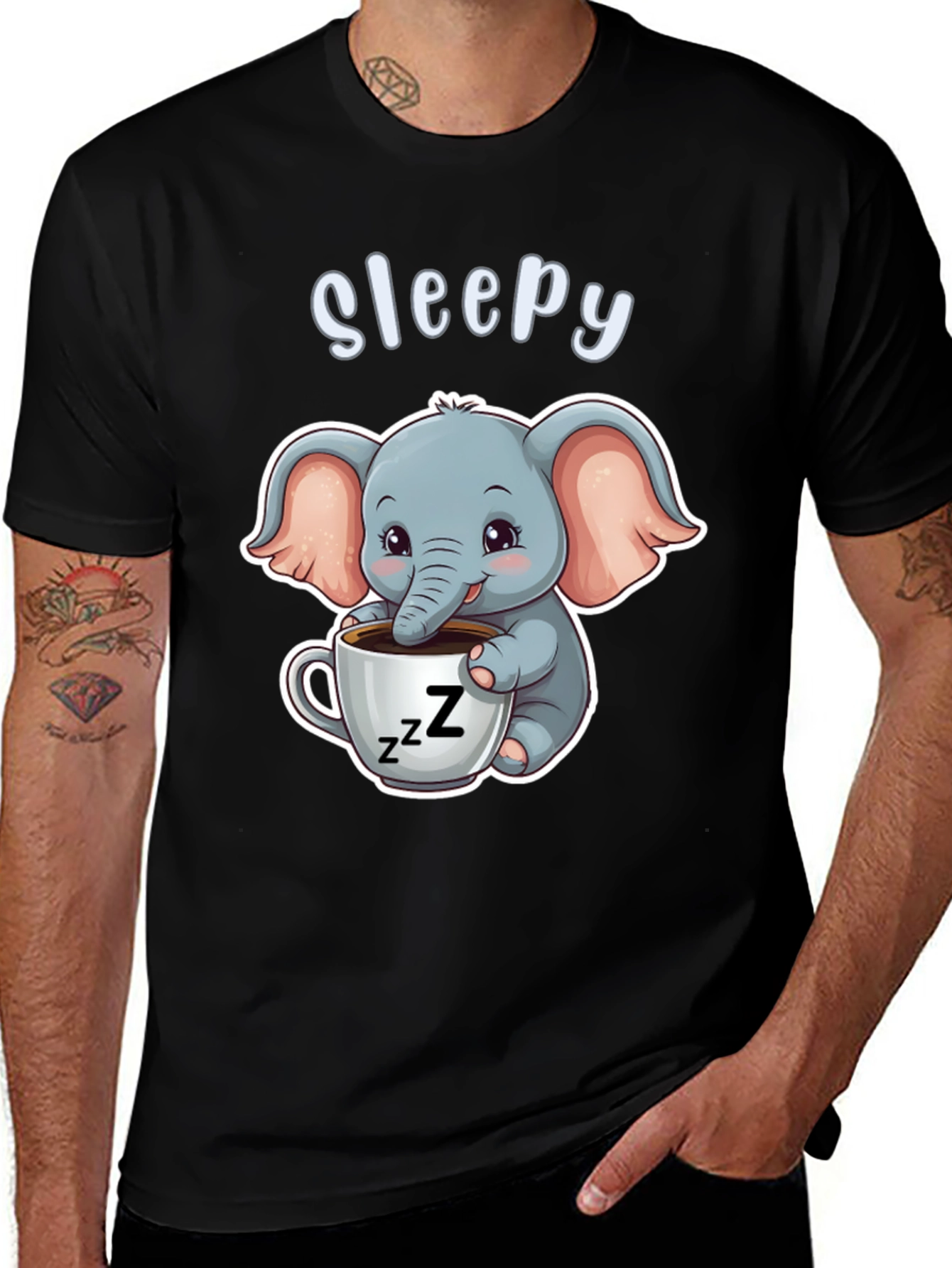 Sleepy Elephant Graphic Tee - Cute Cartoon Shirt