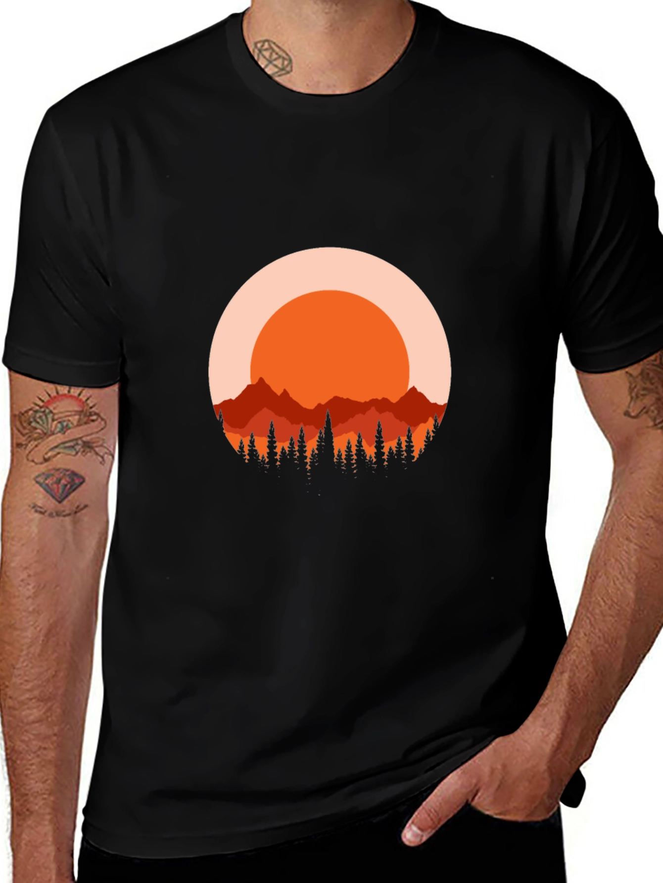 Sunset Mountain Graphic Tee - Black