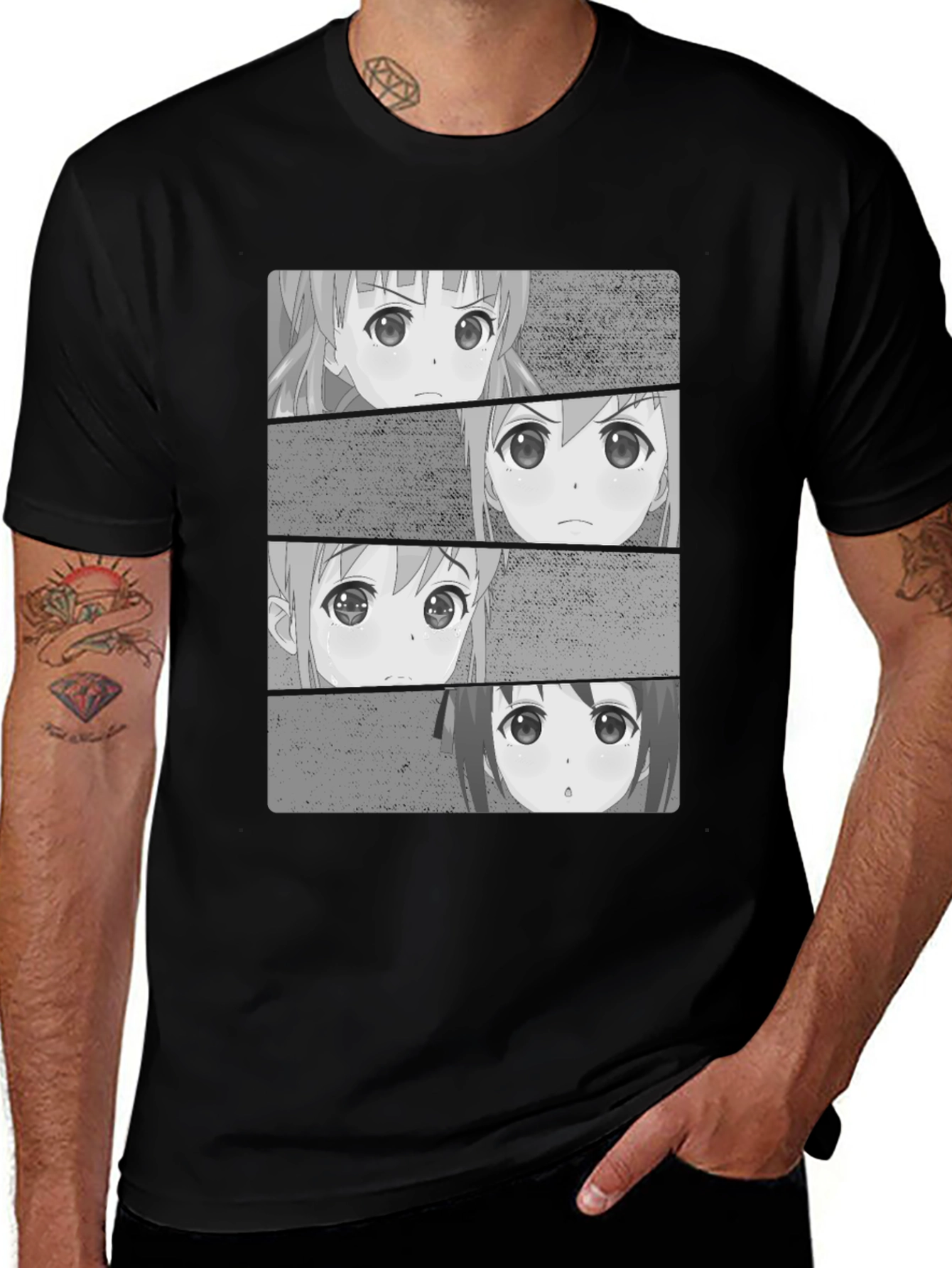 Variant 30 of Anime Faces Black T-Shirt