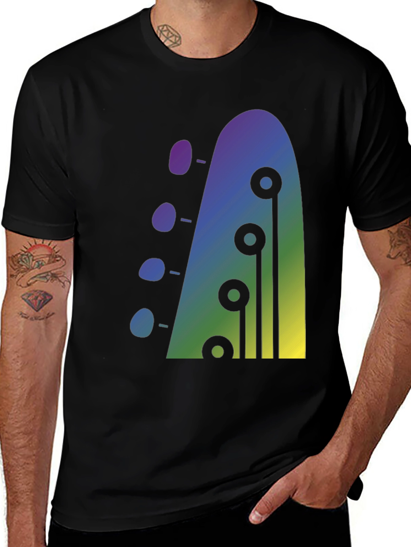 Variant 7 of Cool Guitar Headstock Graphic T-Shirt