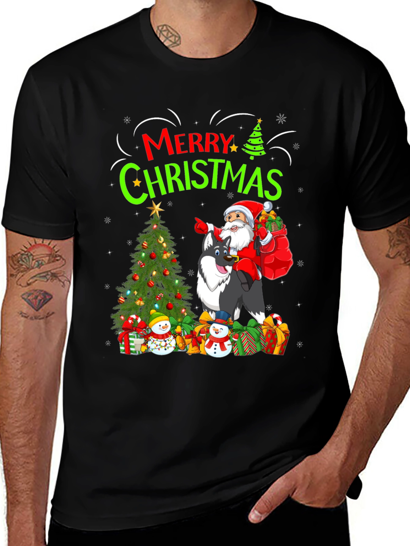 Festive 'Merry Christmas' Graphic T-Shirt