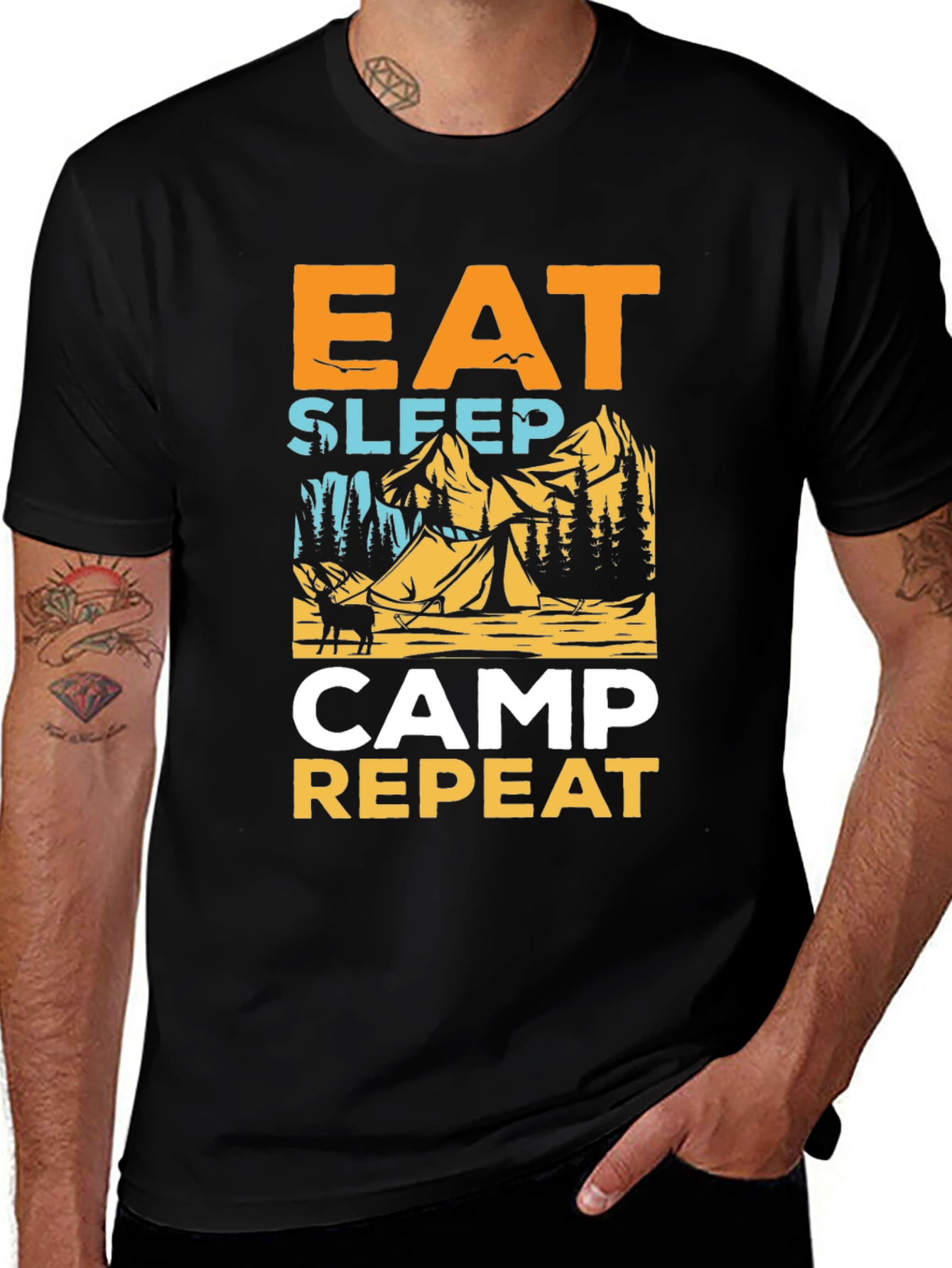 Variant 14 of Eat Sleep Camp Repeat Graphic T-Shirt