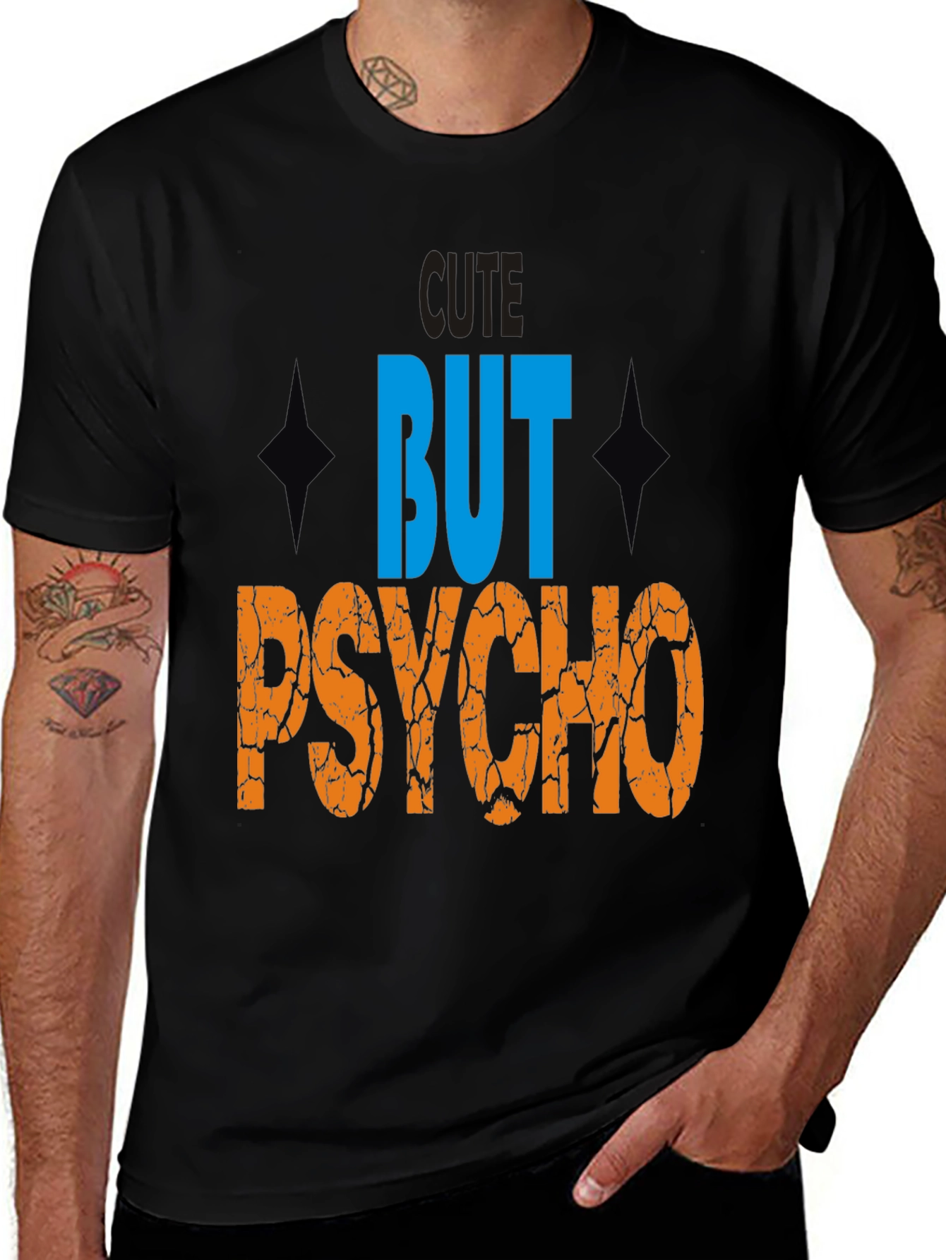 Variant 10 of Cute But Psycho Graphic Tee - Men's Black T-Shirt