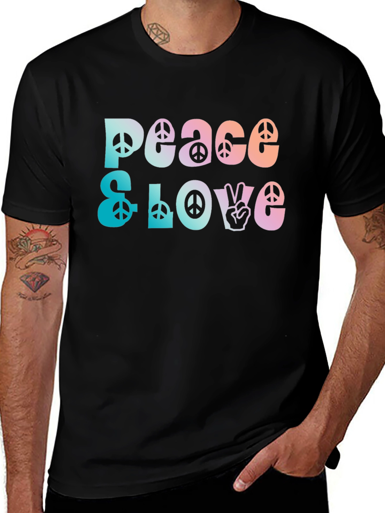 Variant 3 of Peace & Love Graphic T-Shirt
