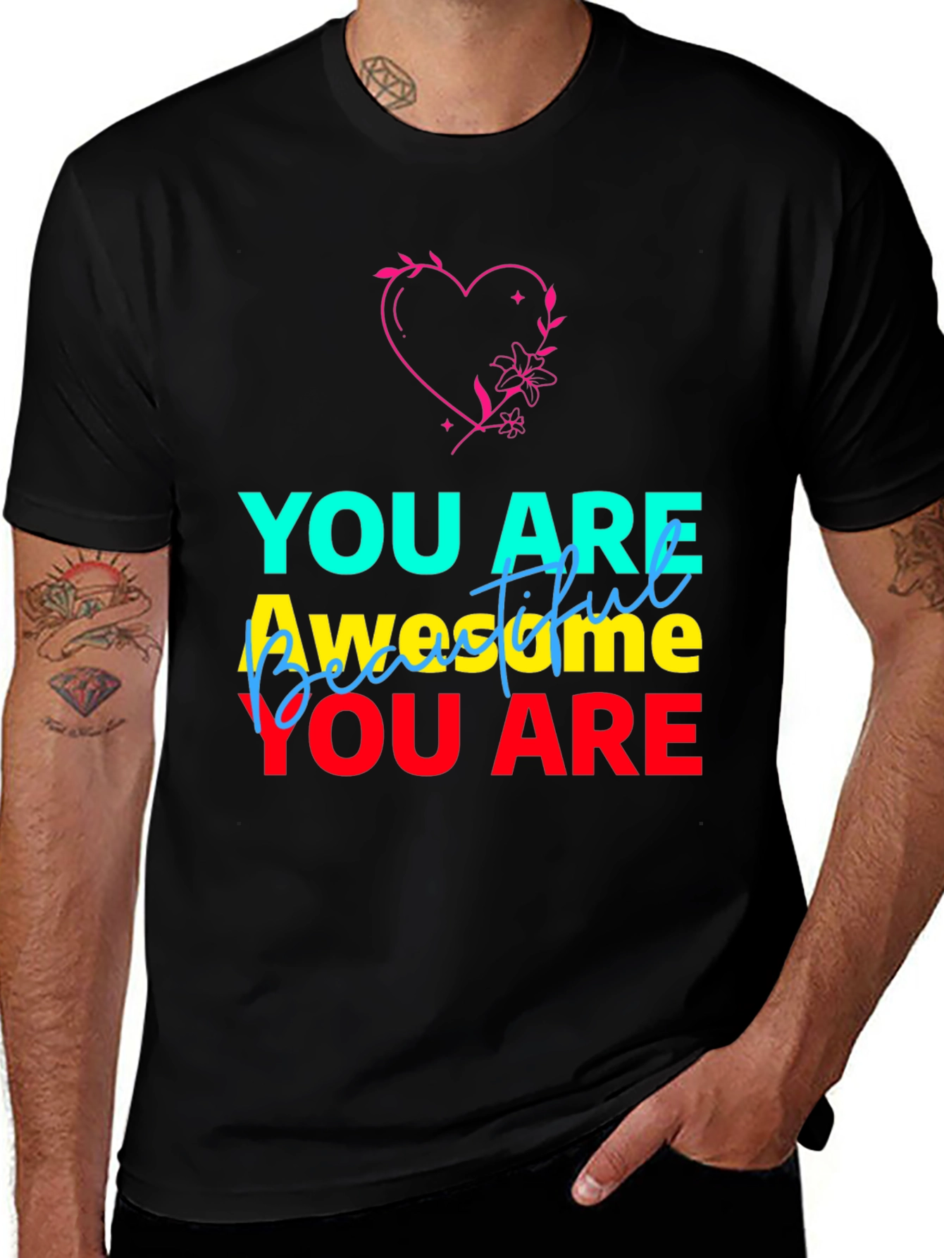 Variant 13 of You Are Awesome T-Shirt - Heart Graphic
