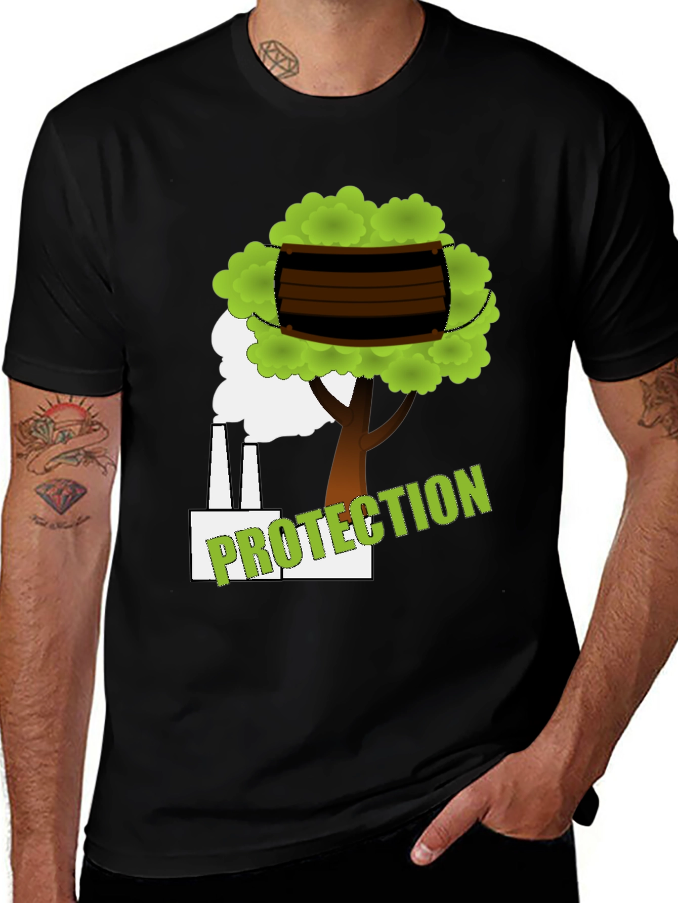 Variant 18 of Eco Protection Graphic Tee - Black Cotton T-Shirt