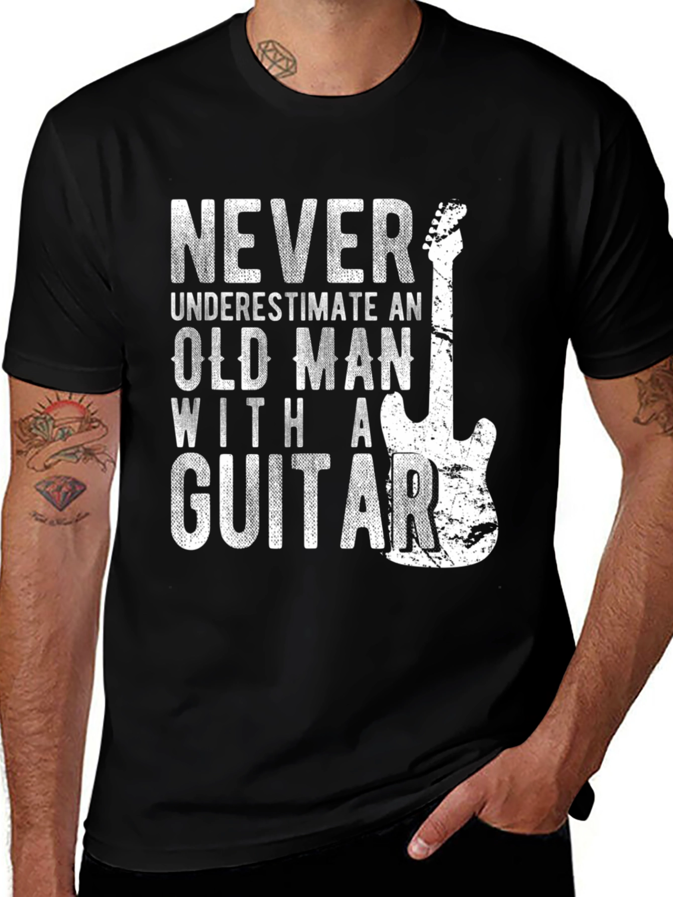 Variant 18 of Never Underestimate an Old Man Guitar T-Shirt