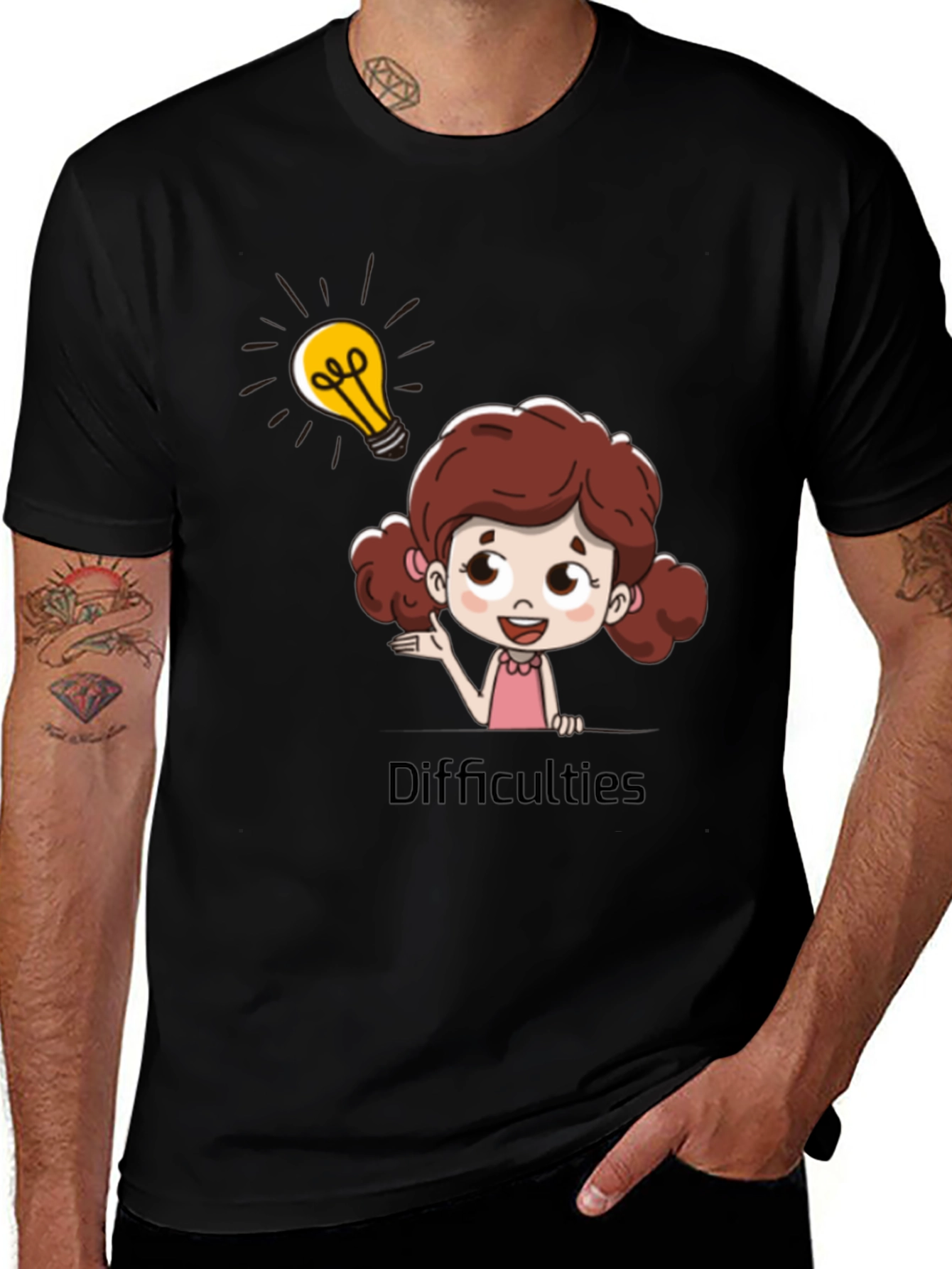 Variant 17 of Cartoon Girl Lightbulb T-Shirt - Idea Inspiration Tee