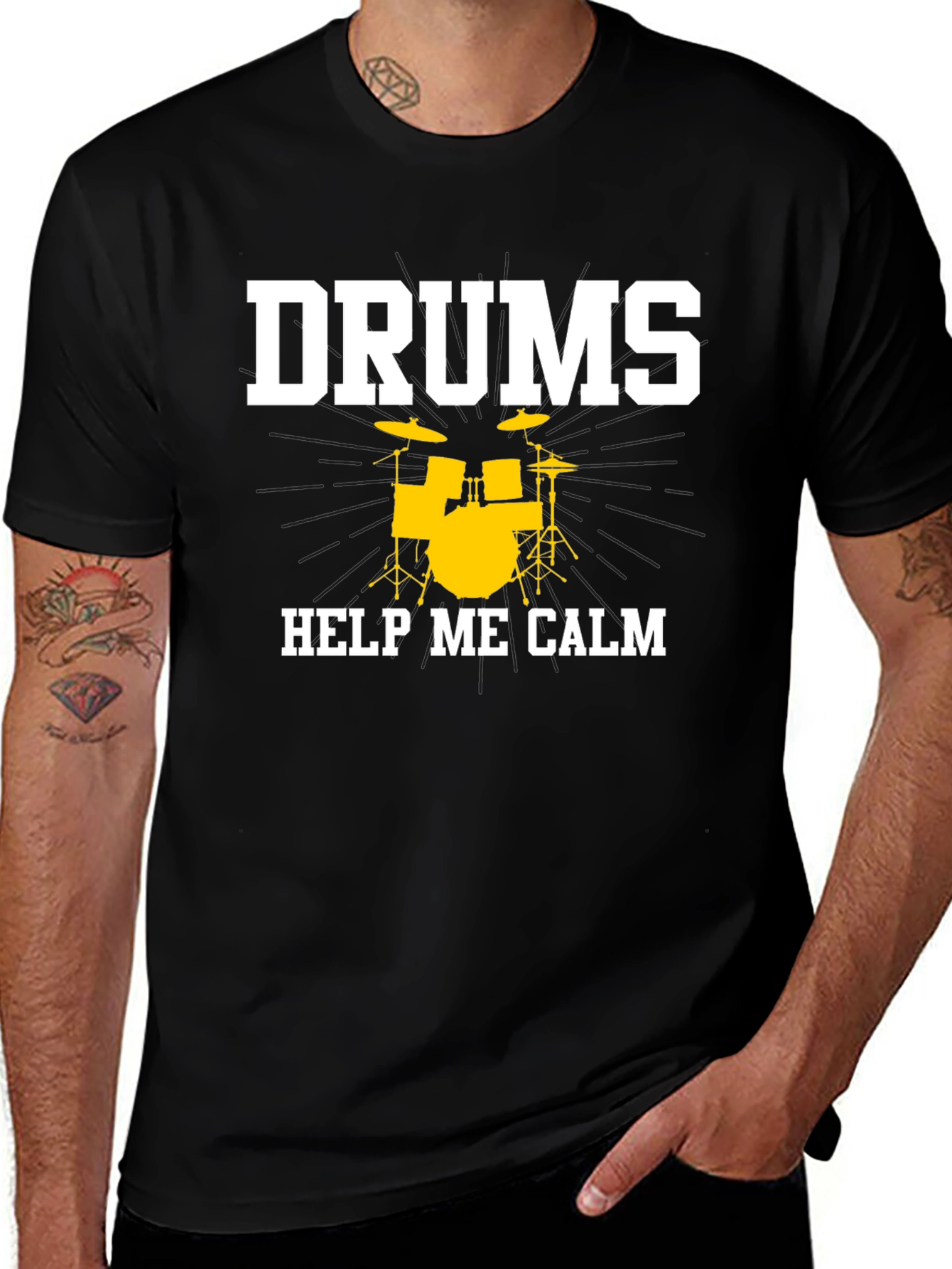 Variant 18 of Drums Help Me Calm T-Shirt - Musician Tee