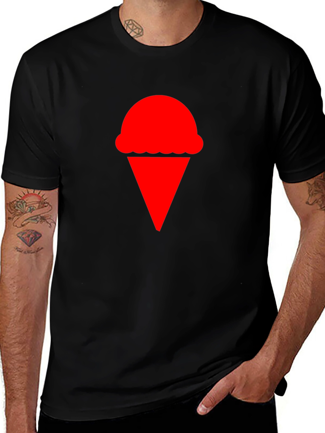 Variant 7 of Ice Cream Cone Graphic Tee - Black Cotton T-Shirt