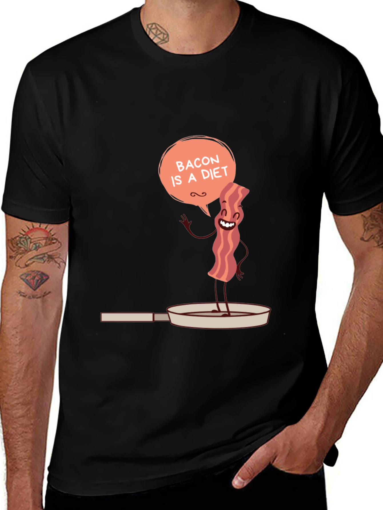 Variant 15 of Bacon Is A Diet Funny Men's Graphic T-Shirt