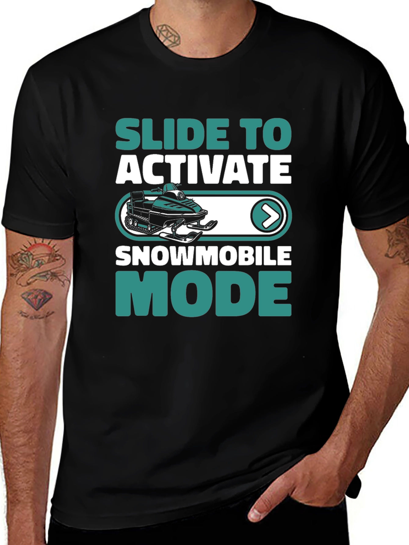 Variant 3 of Slide to Activate Snowmobile Mode T-Shirt