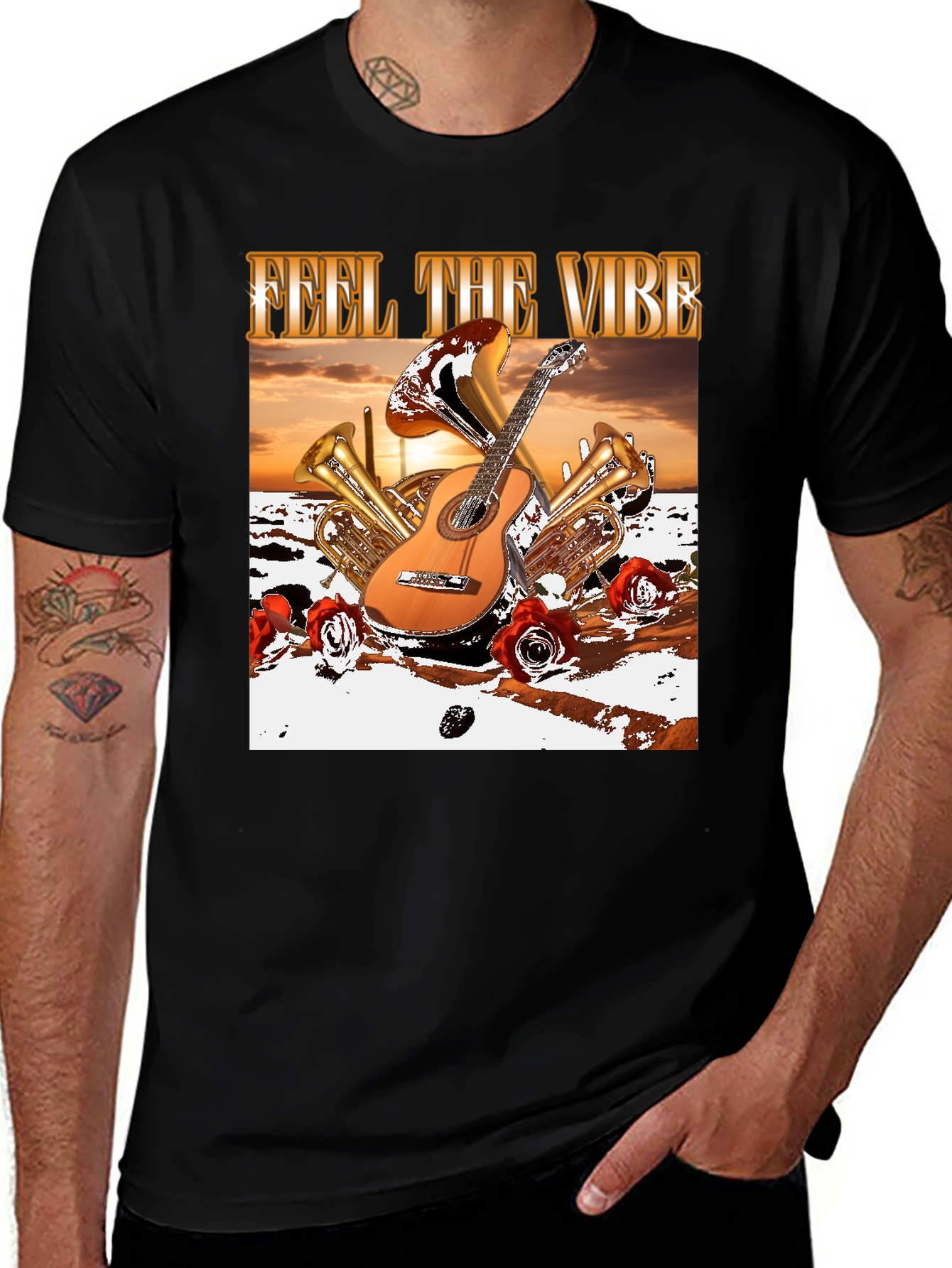Variant 7 of Feel the Vibe Graphic T-Shirt - Music Inspired Tee