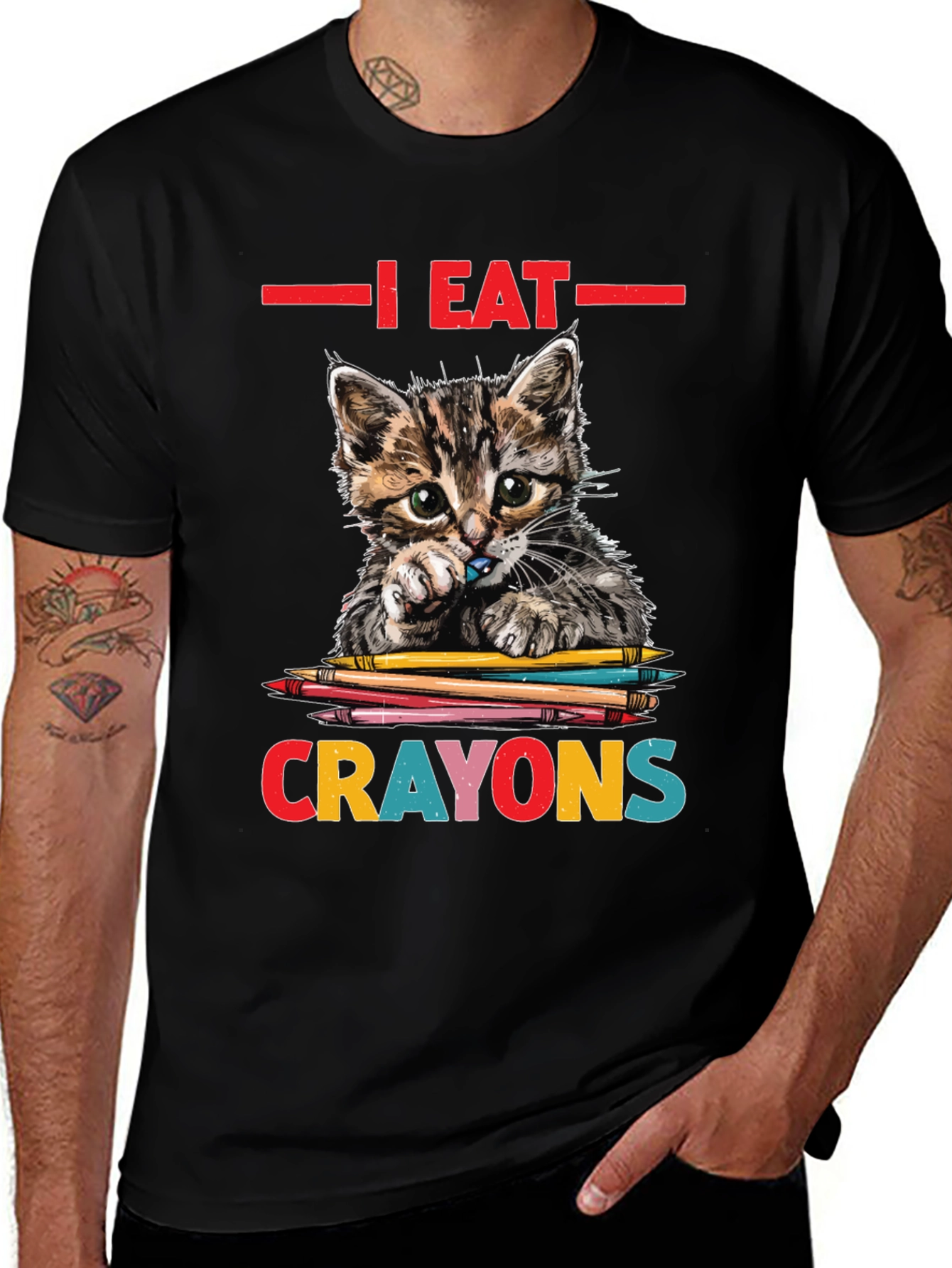 Variant 8 of I Eat Crayons Cat Graphic Tee