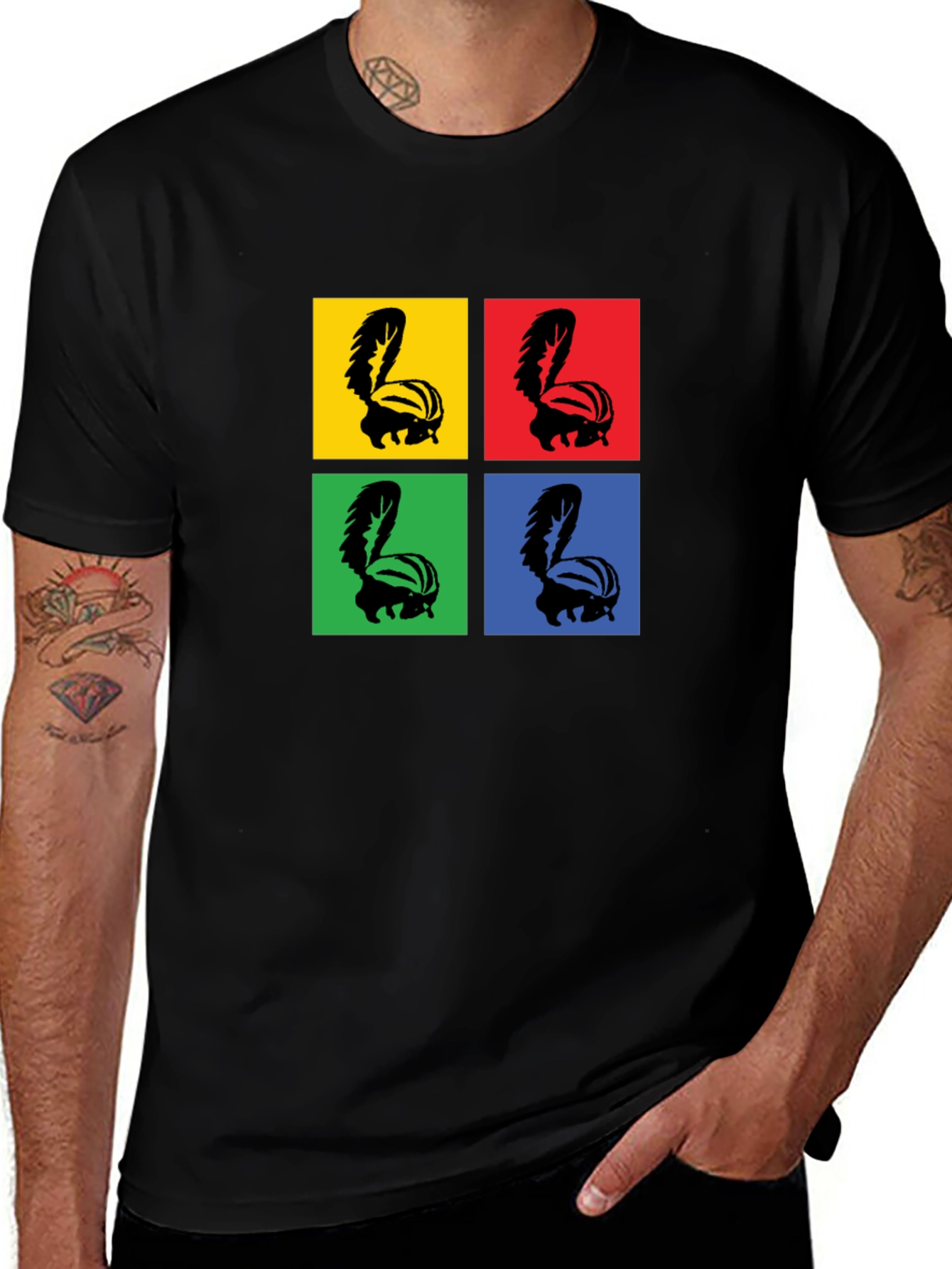 Variant 26 of Skunk Pop Art Black T-Shirt - Quirky Graphic Tee