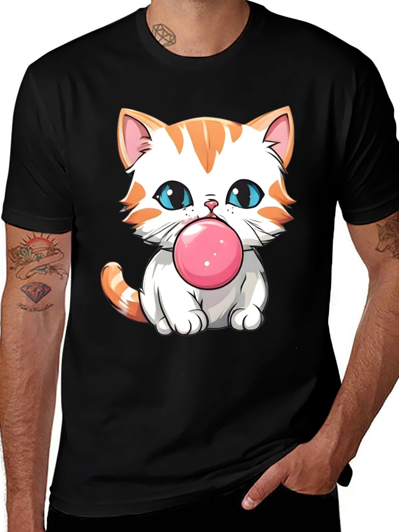 Variant 8 of Cute Cat Bubble Gum Graphic T-Shirt
